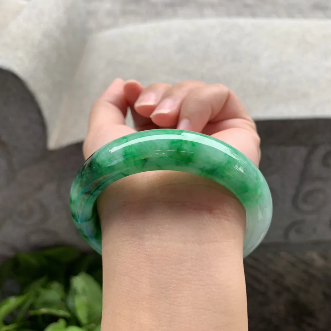 圈口55.2-14.4-9 【辣阳绿正圈手镯】正圈55 56可戴