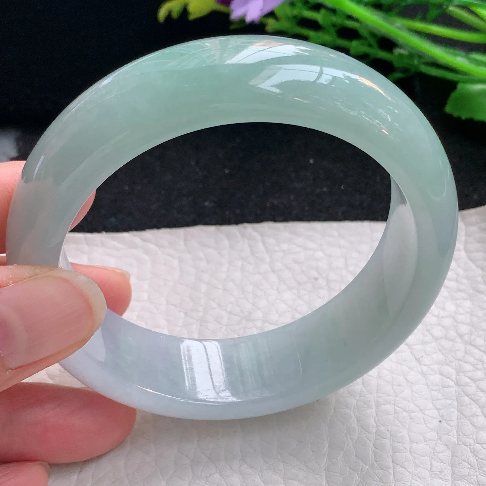 nr自然光58.5*17.5*8.5轮胎镯 缅甸翡翠a货玉手镯半山水厚装玉手环