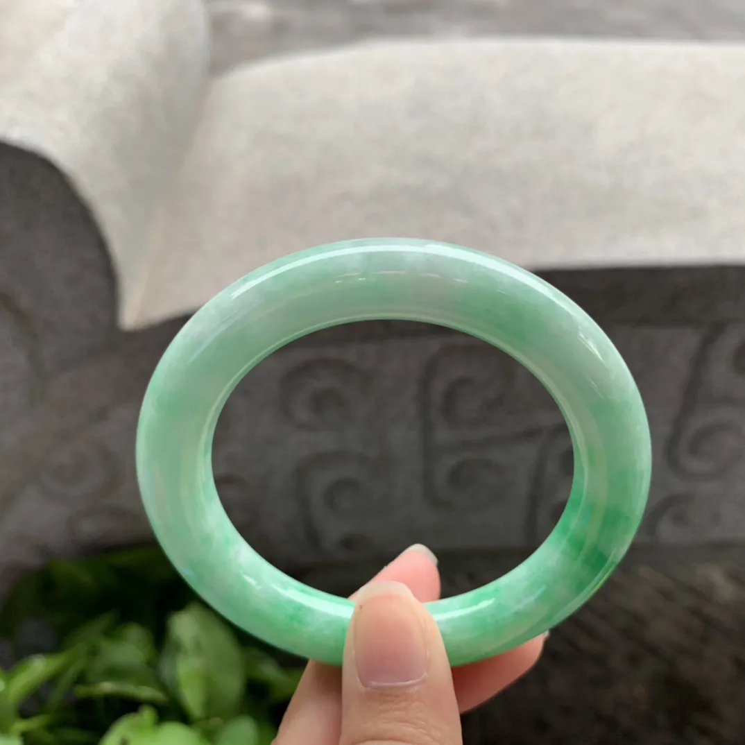 圈口54.4-10.2 【阳绿圆条手镯】圆条54 55可戴