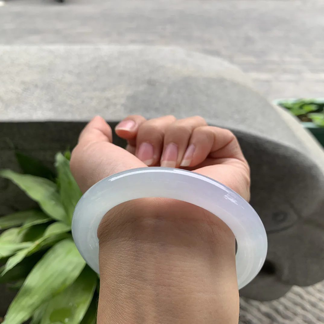 圈口 57.6-9.9【高冰晴圆条手镯】圆条57 58可戴 冰透水润