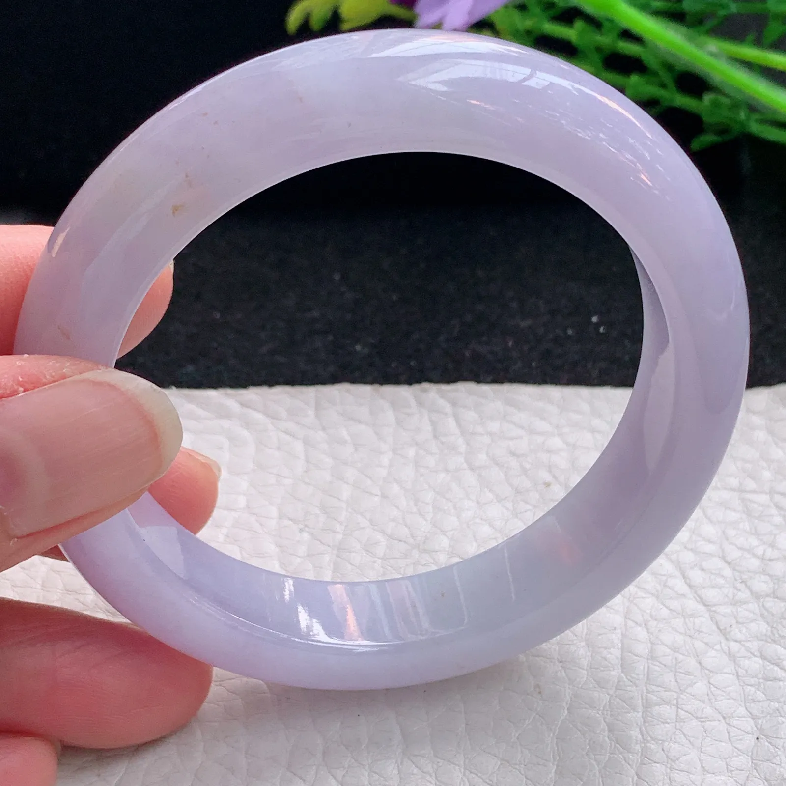 nr自然光55*12.5*9平安镯 缅甸翡翠a货玉手镯紫罗兰宽边玉手环