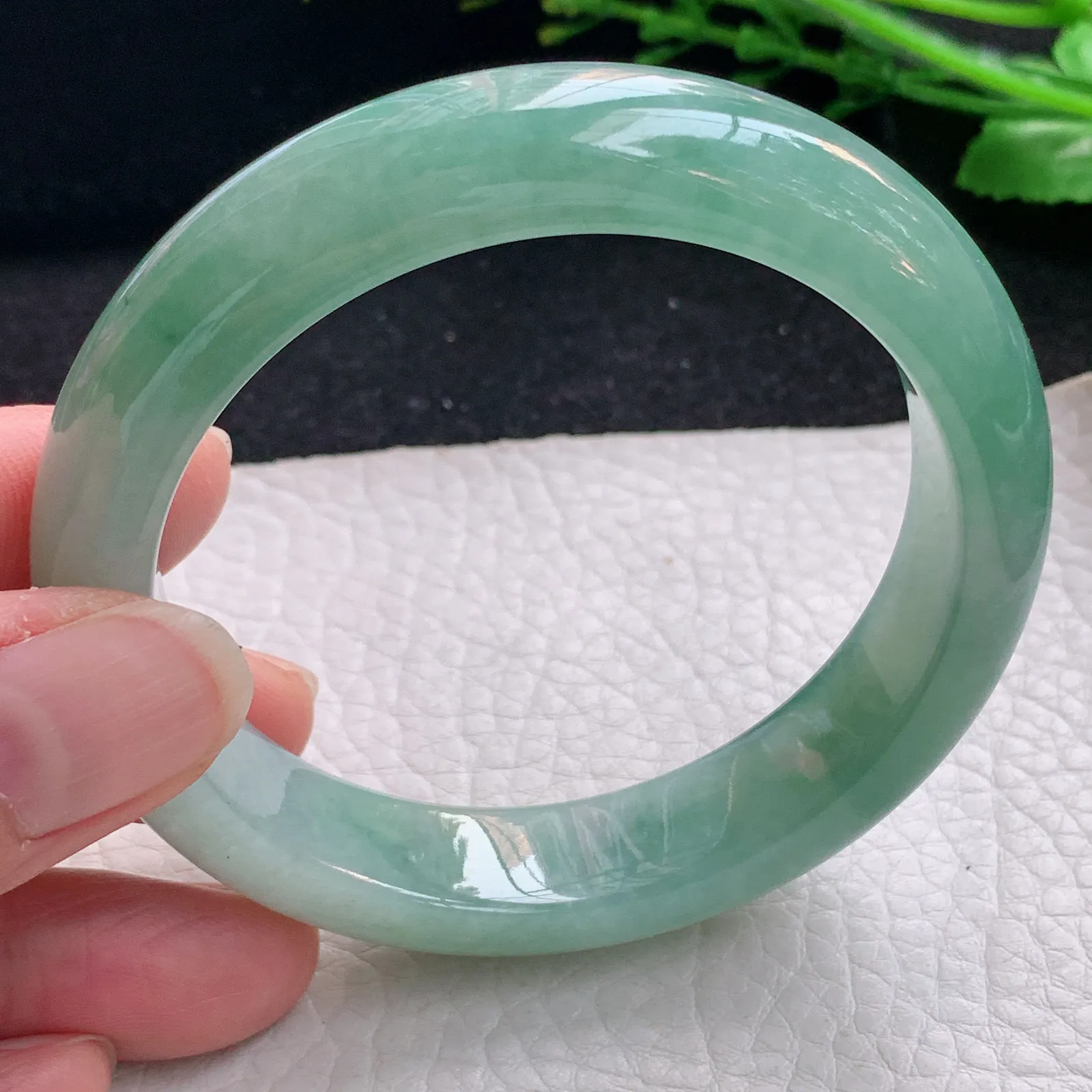 js自然光56*13.5*8.3平安镯 缅甸翡翠a货玉手镯冰润韵味宽边玉手环