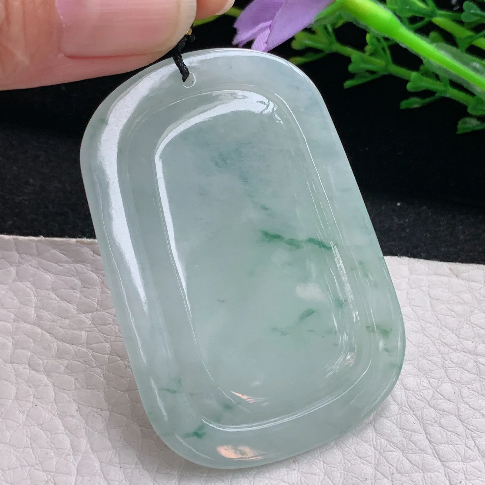 kh实拍57.8*39.5*5.2缅甸翡翠飘花御龙关公 玉观音玉吊坠 玉挂件