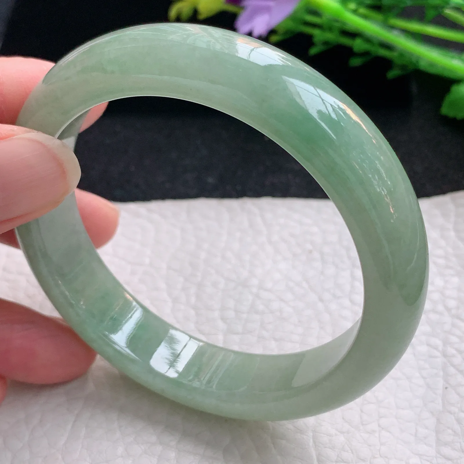 xx自然光58.5*13.8*8.2平安镯 缅甸翡翠a货玉手镯满绿宽边玉手环