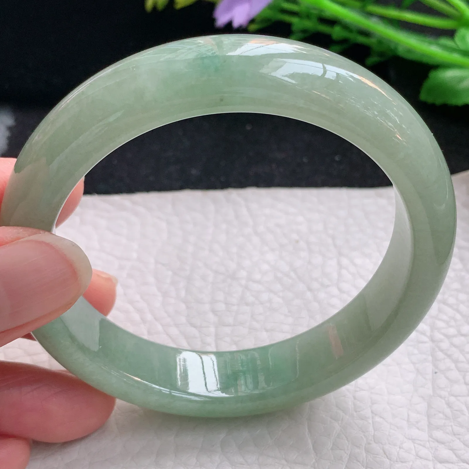 xx自然光58.5*13.8*8.2平安镯 缅甸翡翠a货玉手镯满绿宽边玉手环