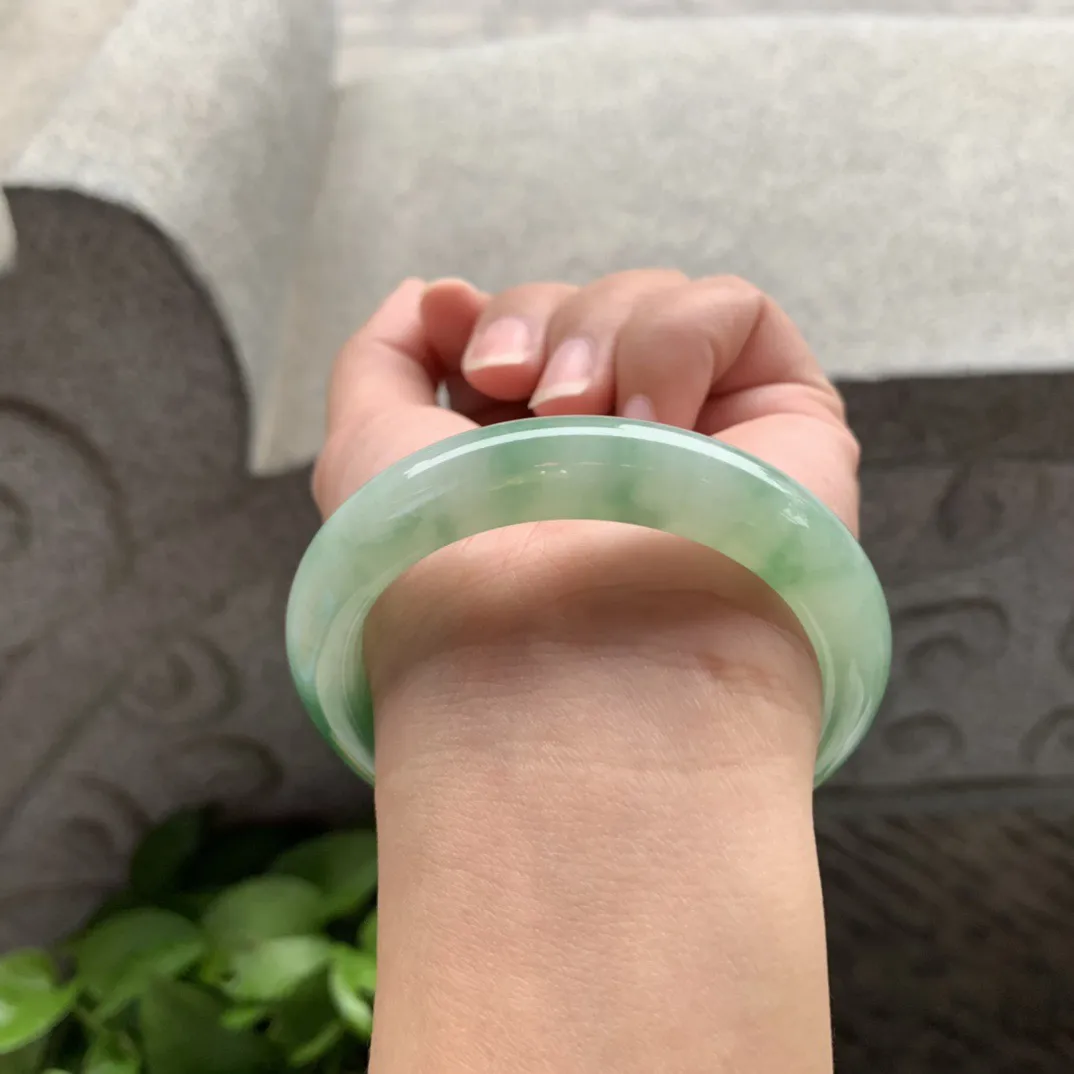 小圈口53-10.7-8.6 【芙蓉绿正圈手镯】正圈53 54可戴