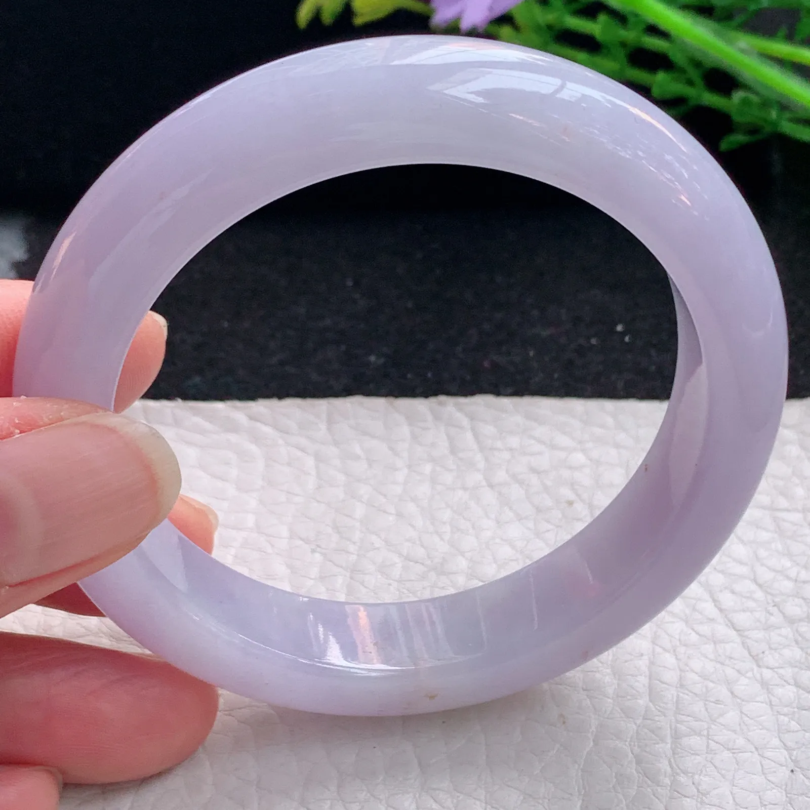 nr自然光55*12.5*9平安镯 缅甸翡翠a货玉手镯紫罗兰宽边玉手环