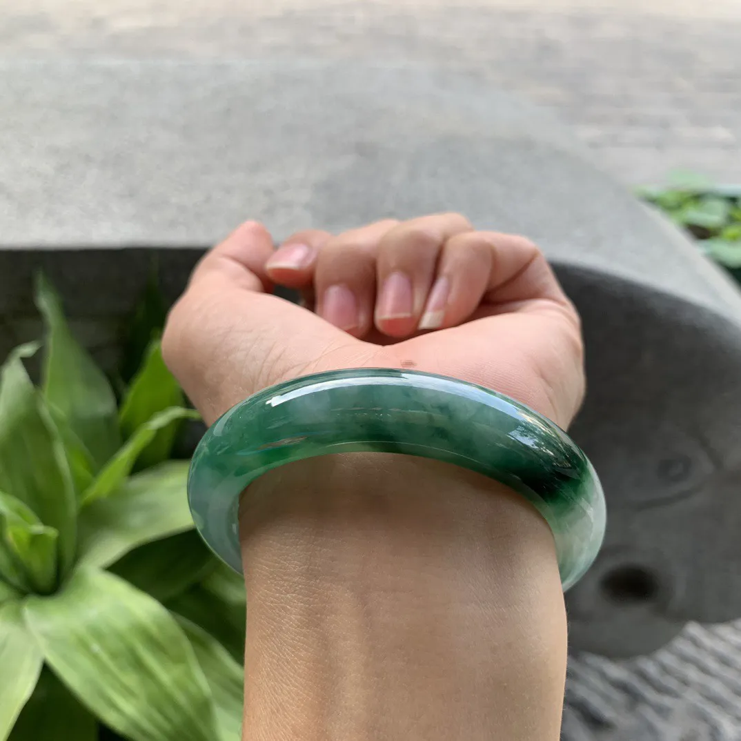 圈口 54.8-12.8-8.8【冰辣绿正圈手镯】正圈54 55可戴