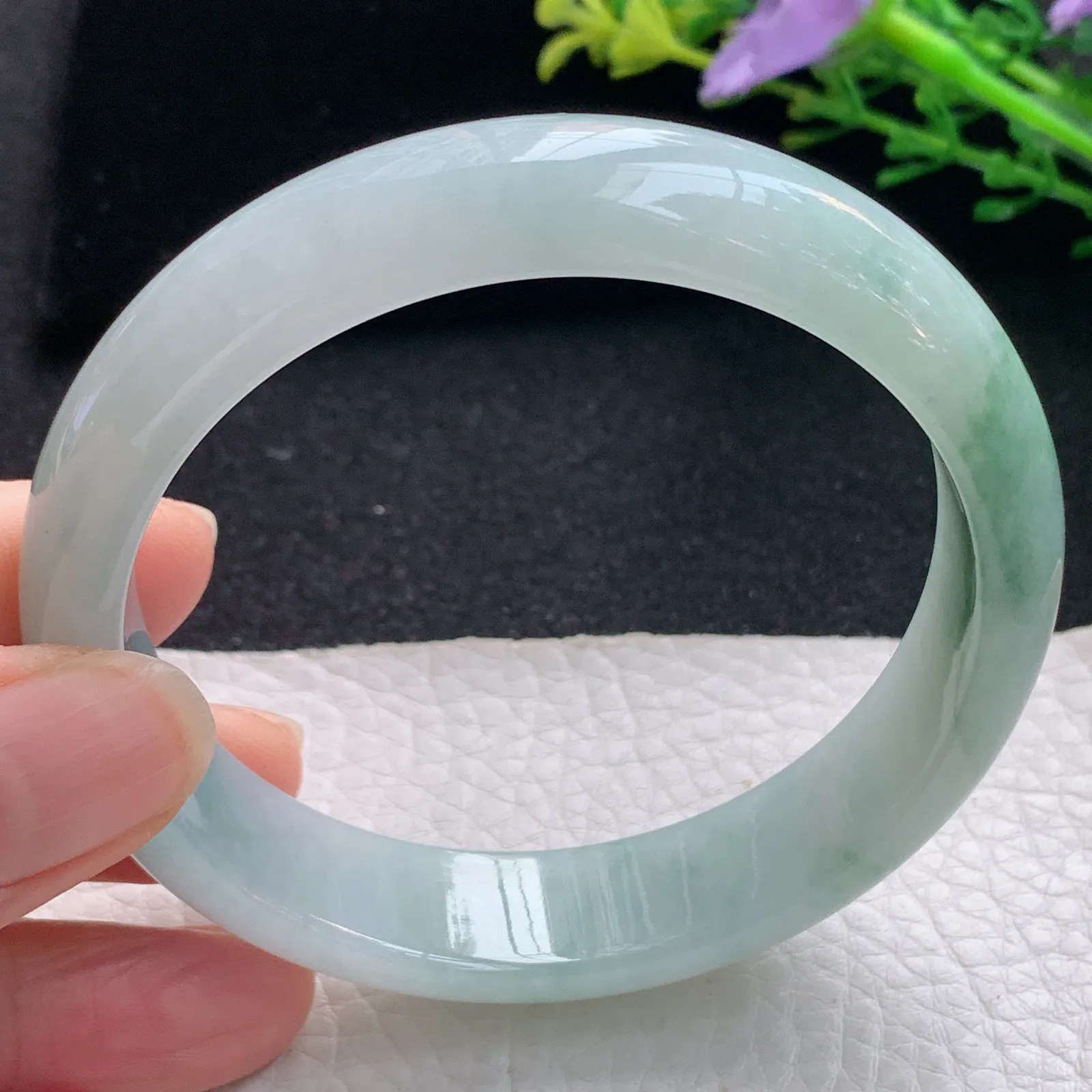 ss大圈口60*14.2*7.6平安镯 翡翠a货玉手镯飘花宽边珠宝玉手环