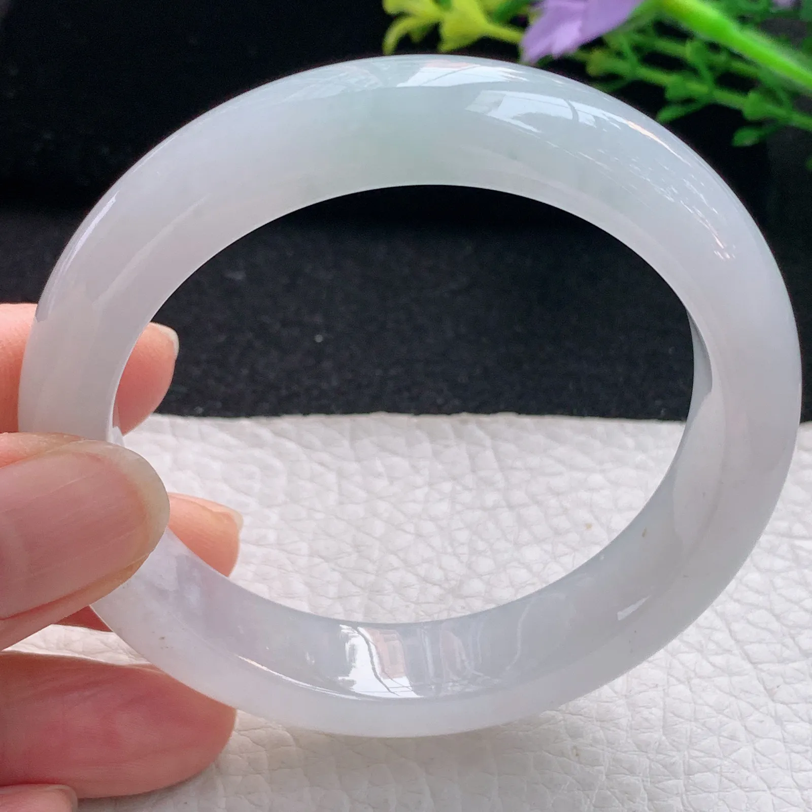 r自然光55*12.6*8.5镯 翡翠a货玉手镯冰起光宽边珠宝玉手环