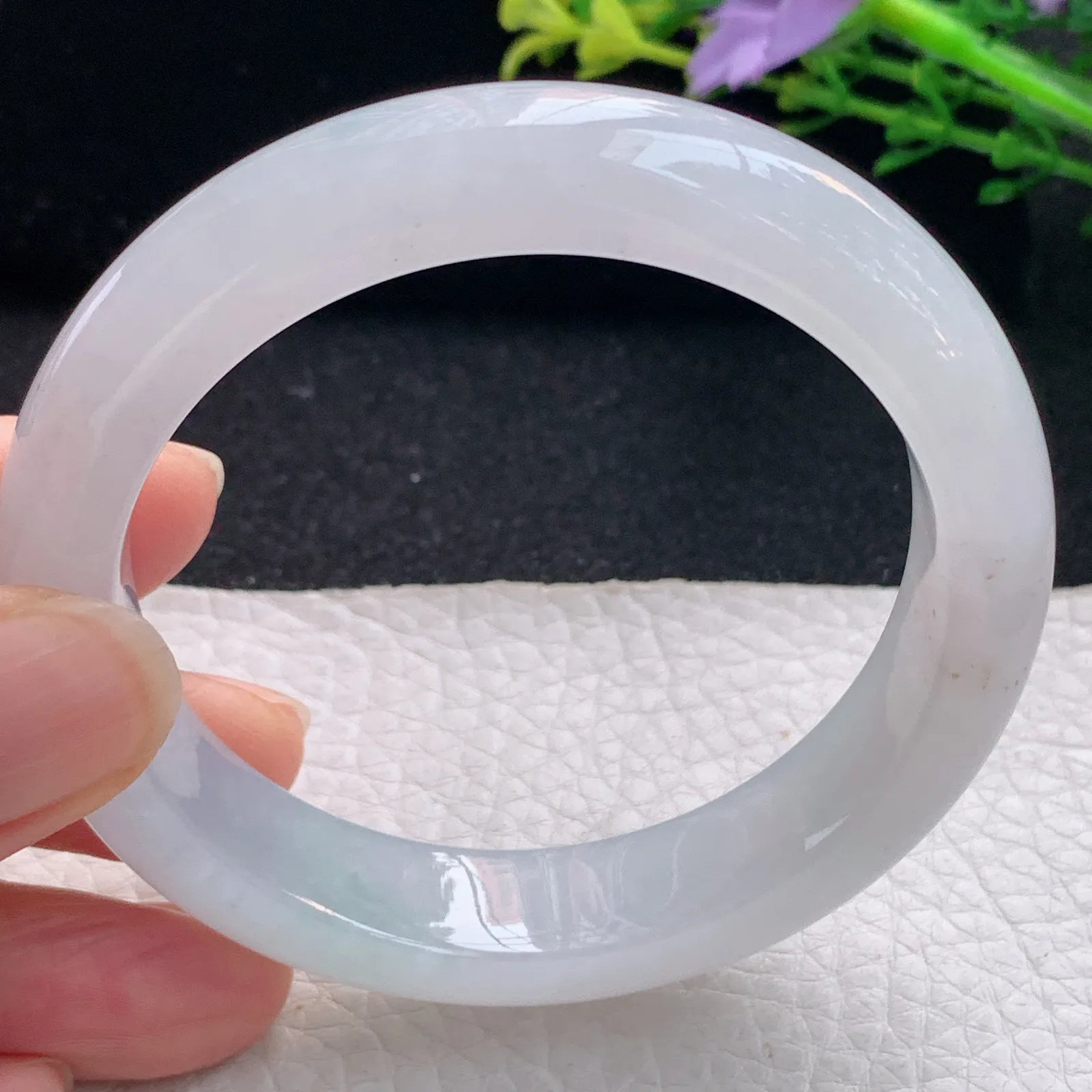 r自然光55*12.6*8.5镯 翡翠a货玉手镯冰起光宽边珠宝玉手环