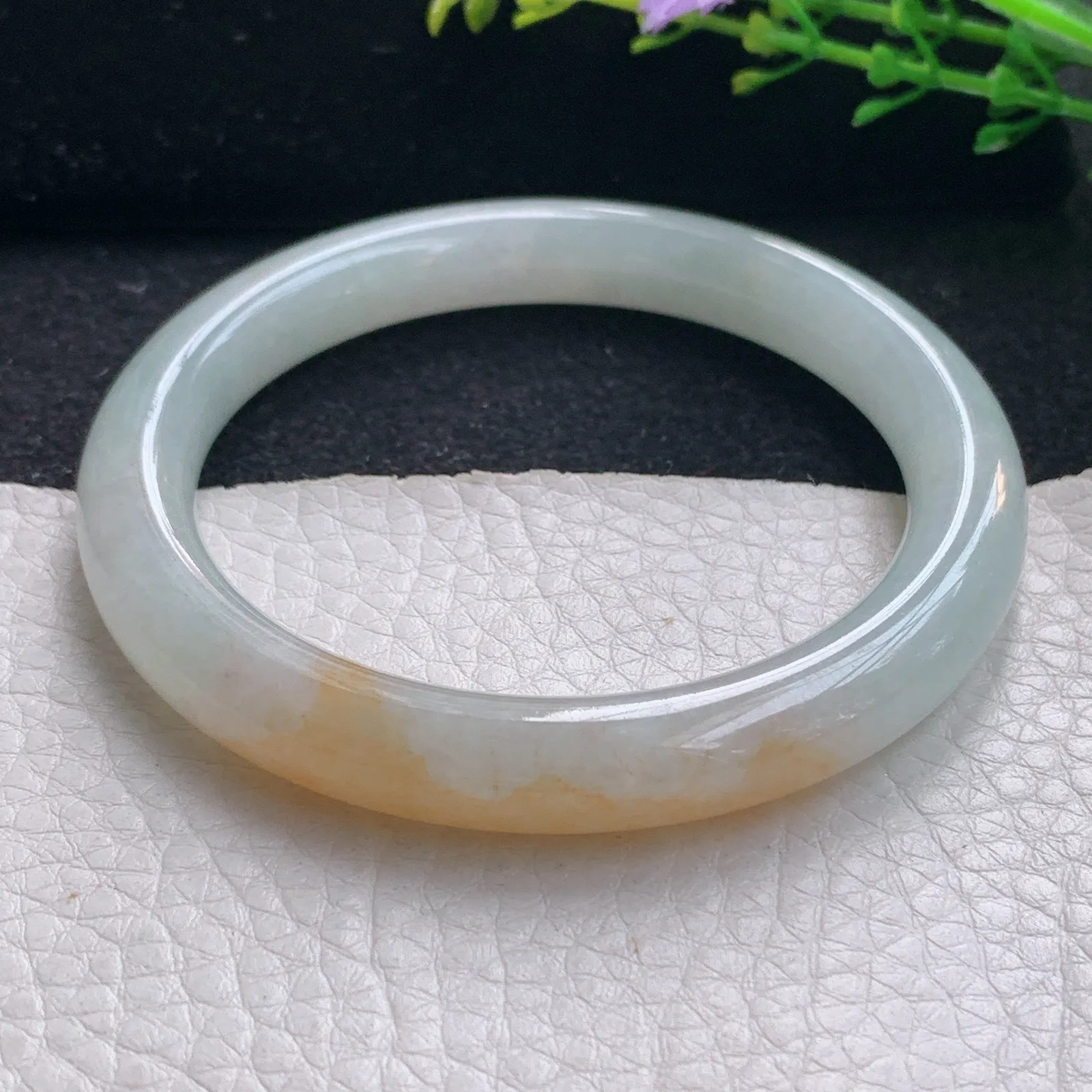 mq自然光54.5*9*8.8美人镯 天然缅甸翡翠冰双彩圆条珠宝玉手镯