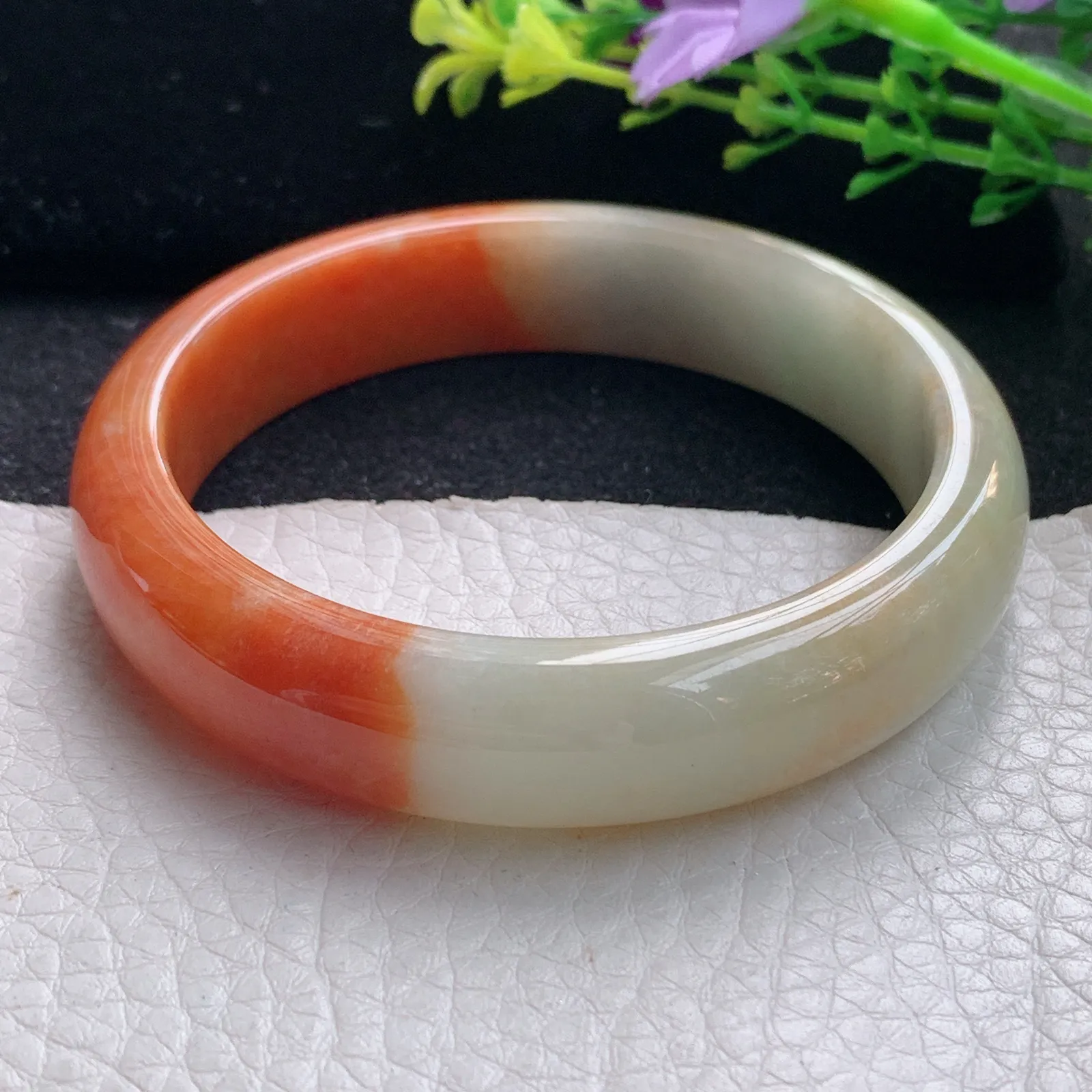 mq自然光56.5*13*7.2平安镯 天然缅甸翡翠双彩宽边珠宝玉手镯