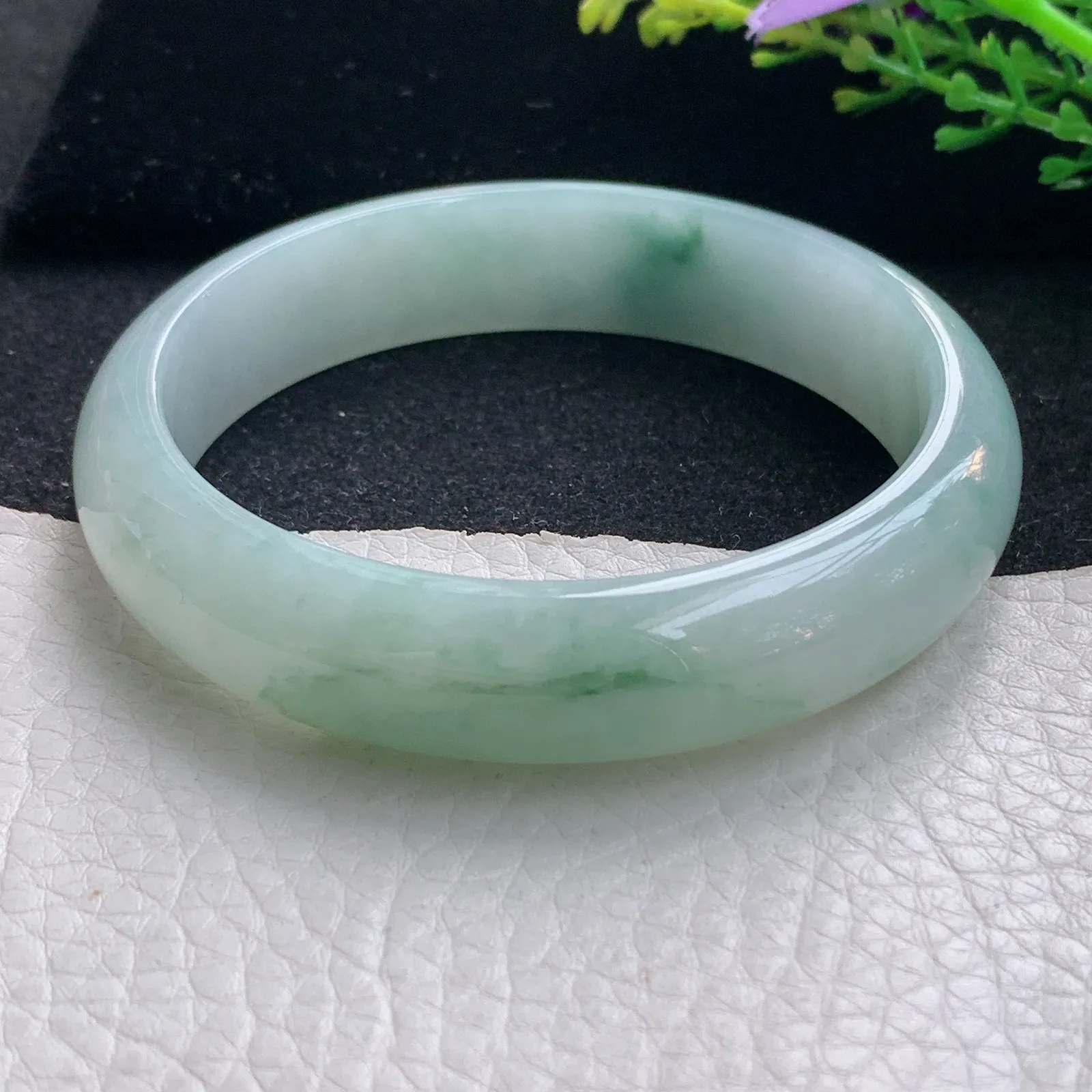 ss大圈口60*14.2*7.6平安镯 翡翠a货玉手镯飘花宽边珠宝玉手环