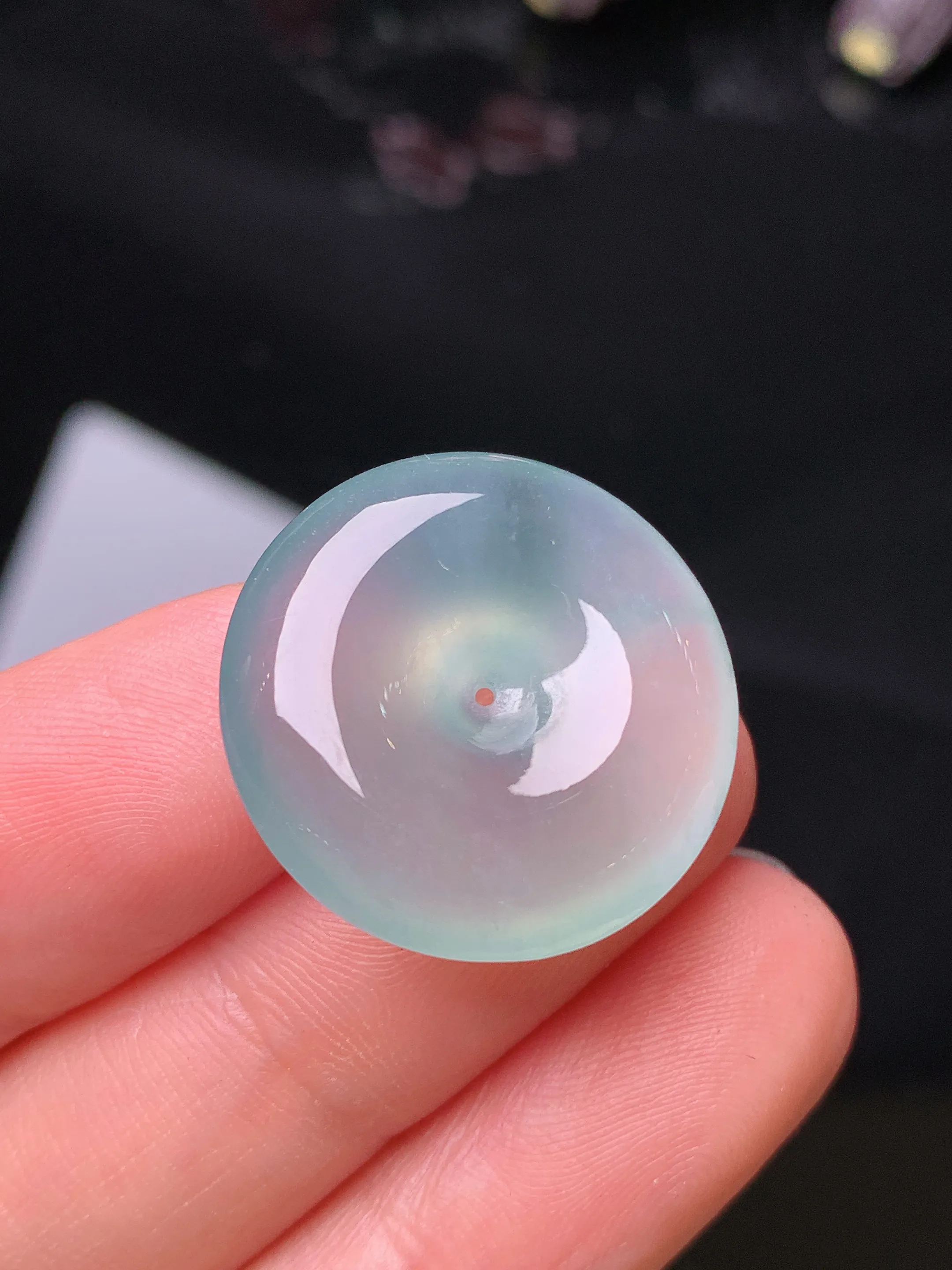 冰种平安扣吊坠 玉质细腻 色泽清新艳丽 整体尺寸21.5*6.5