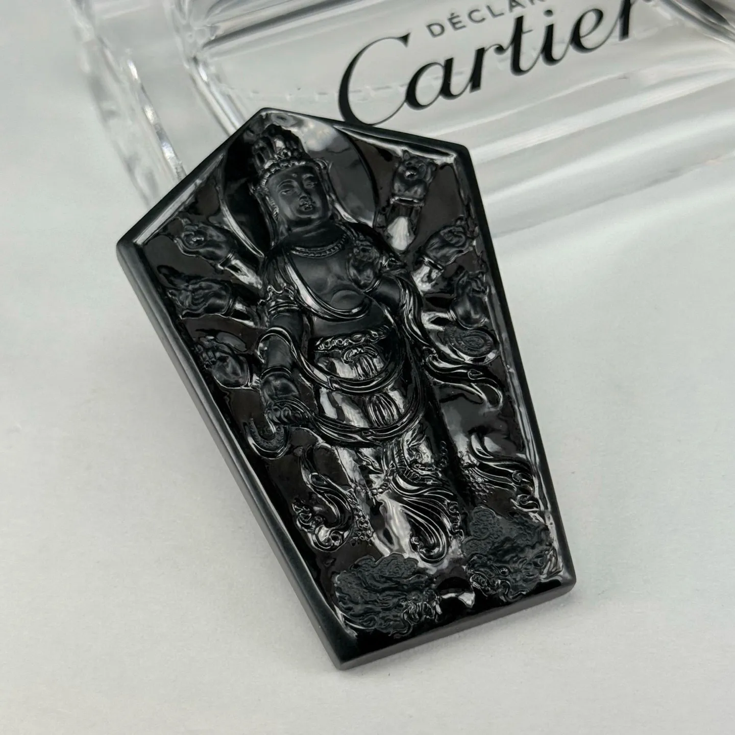 精品墨翠千手观音 打灯通透 油性十足 打灯通透 黑度极好 尺寸65.5