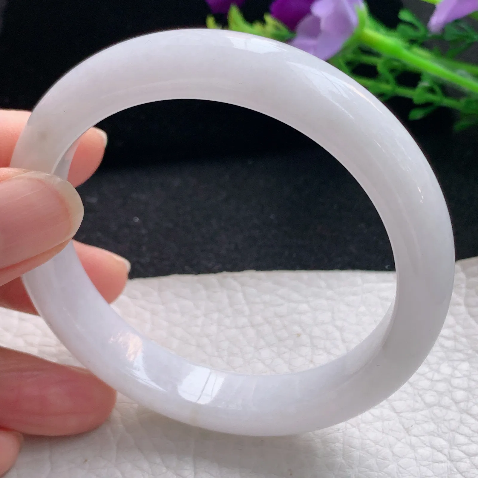 mq自然光57*11.8*8.5平安镯 天然缅甸翡翠白月光宽边珠宝玉手镯