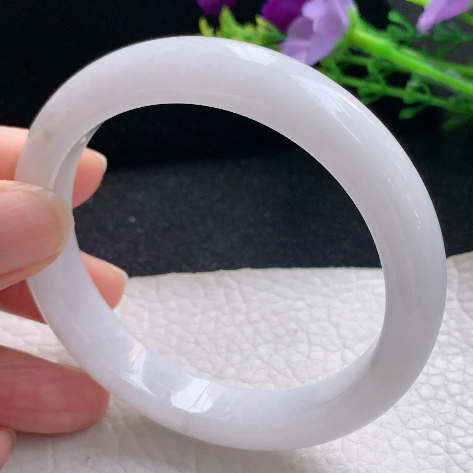 mq自然光57*11.8*8.5平安镯 天然缅甸翡翠白月光宽边珠宝玉手镯