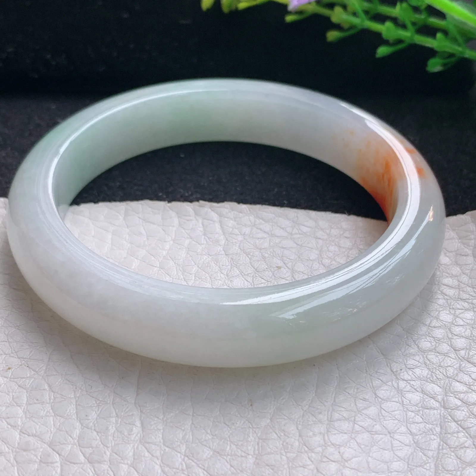 mq自然光58*12*8.5平安镯 天然缅甸翡翠冰润飘花宽边珠宝玉手镯