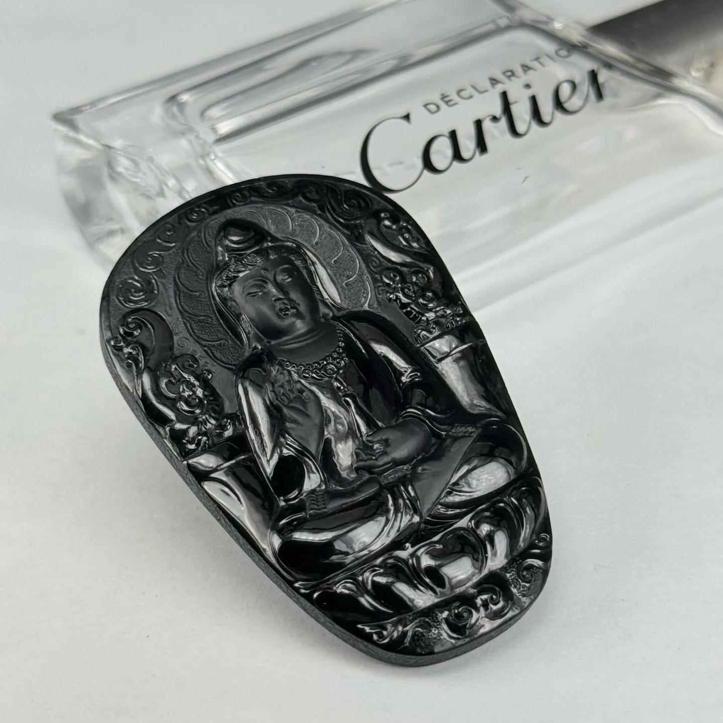 精品墨翠观音 种好色正 黑度极好 打灯通透 油性十足  尺寸61.9