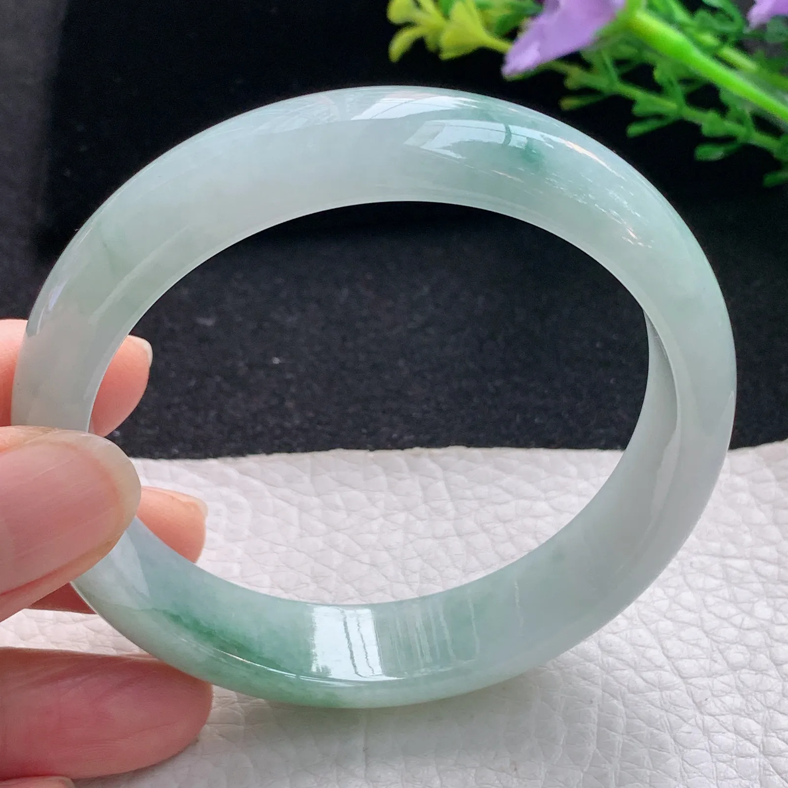 ss大圈口60*14.2*7.6平安镯 翡翠a货玉手镯飘花宽边珠宝玉手环