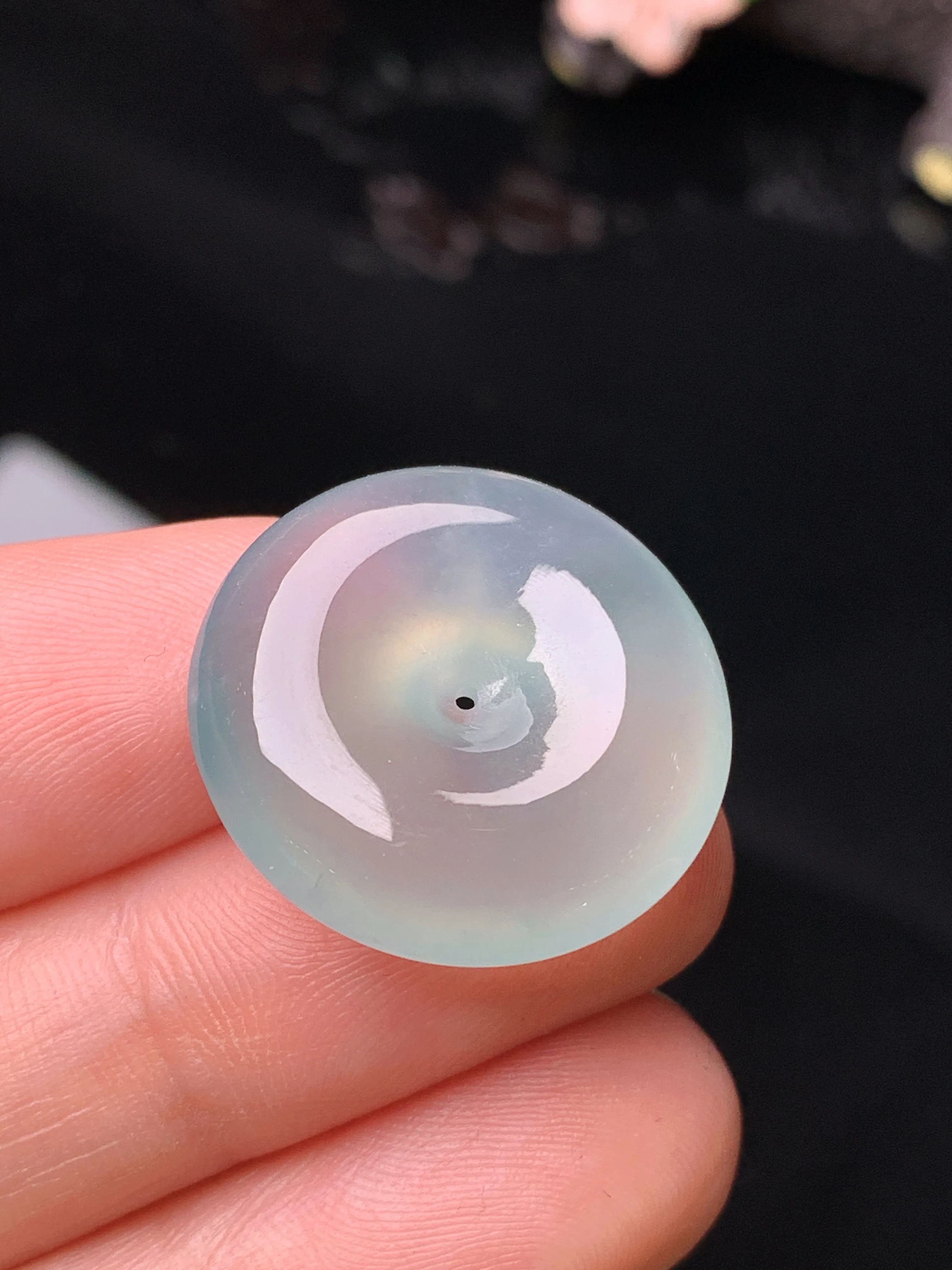 冰种平安扣吊坠 玉质细腻 色泽清新艳丽 整体尺寸21.5*6.5