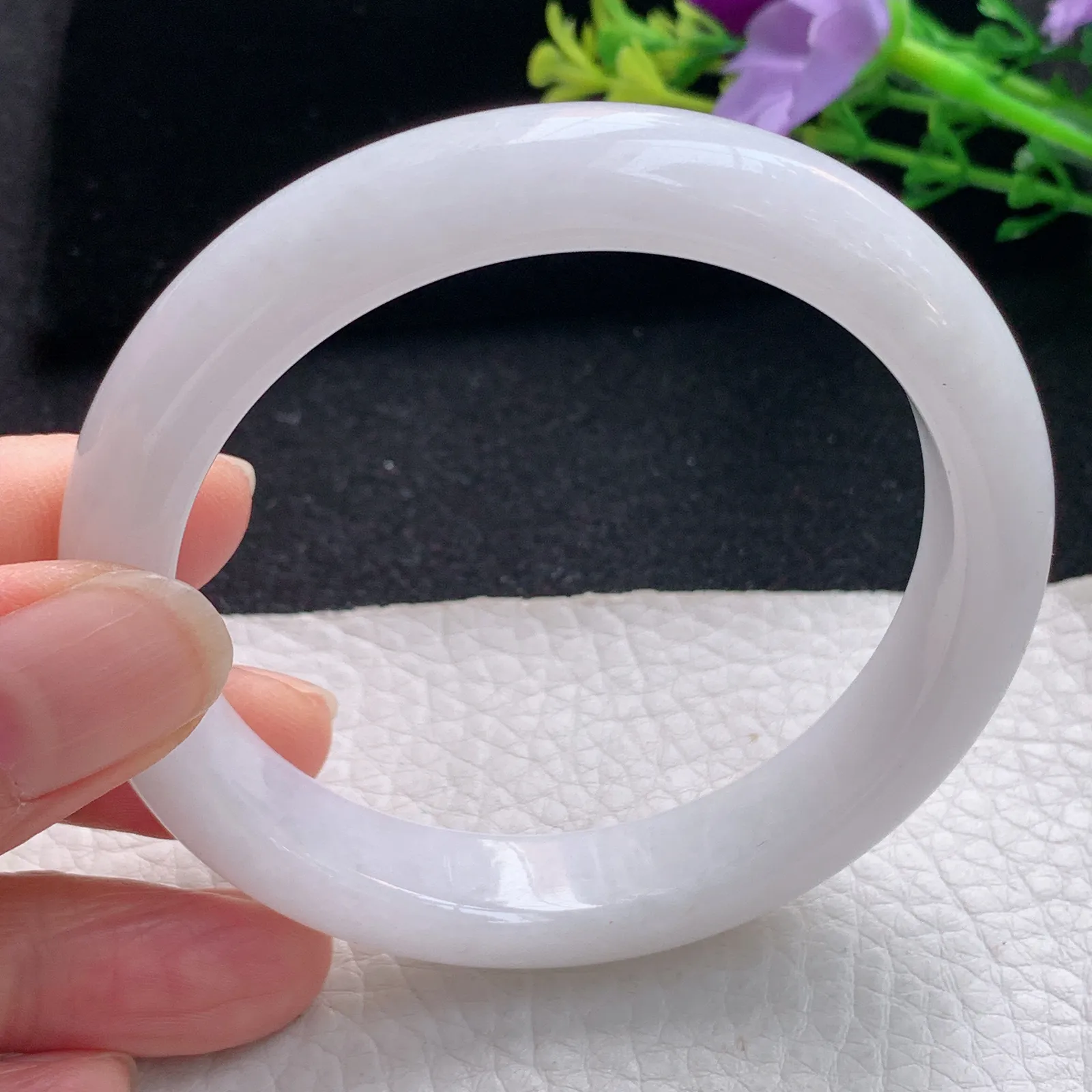 mq自然光57*11.8*8.5平安镯 天然缅甸翡翠白月光宽边珠宝玉手镯