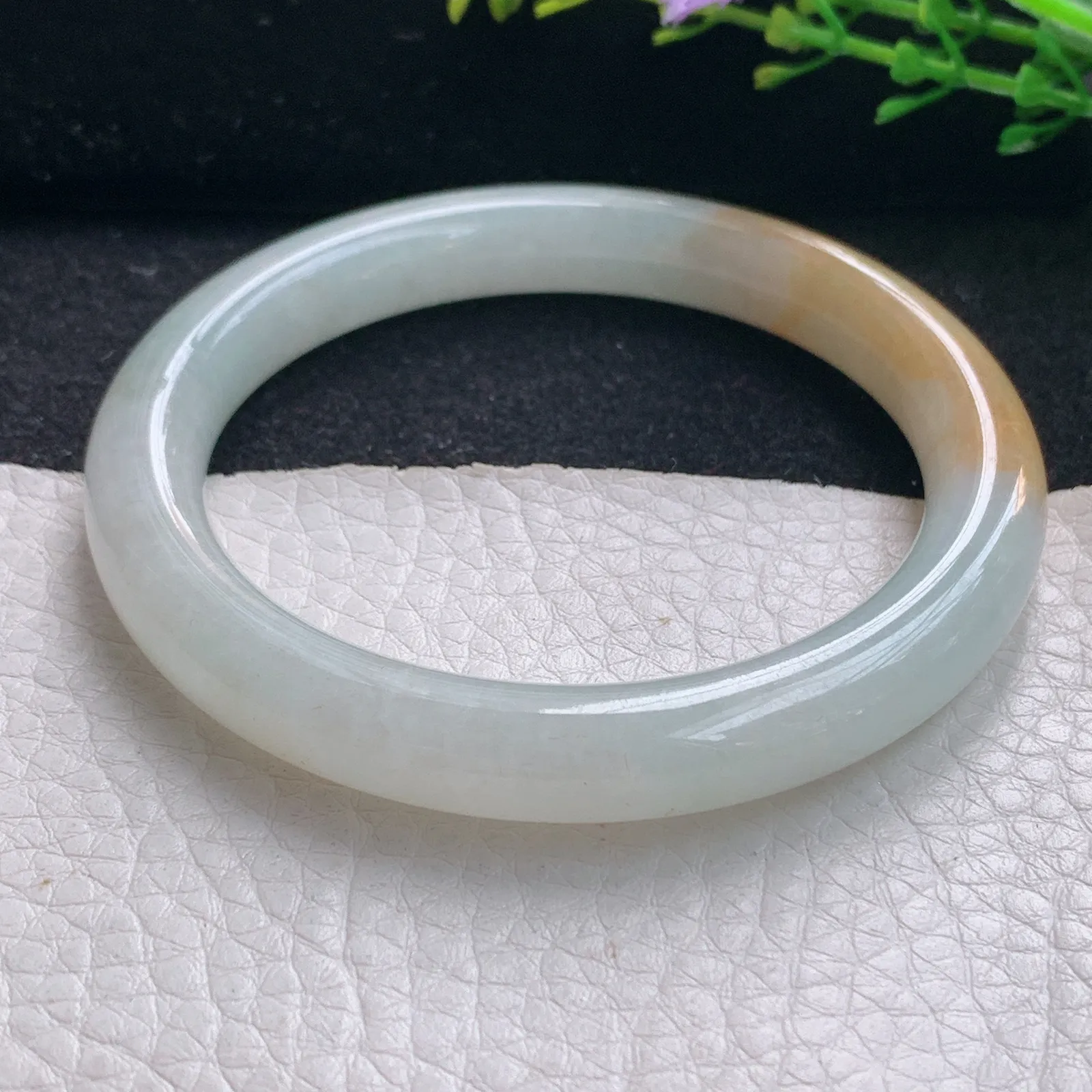 mq自然光54.5*9*8.8美人镯 天然缅甸翡翠冰双彩圆条珠宝玉手镯