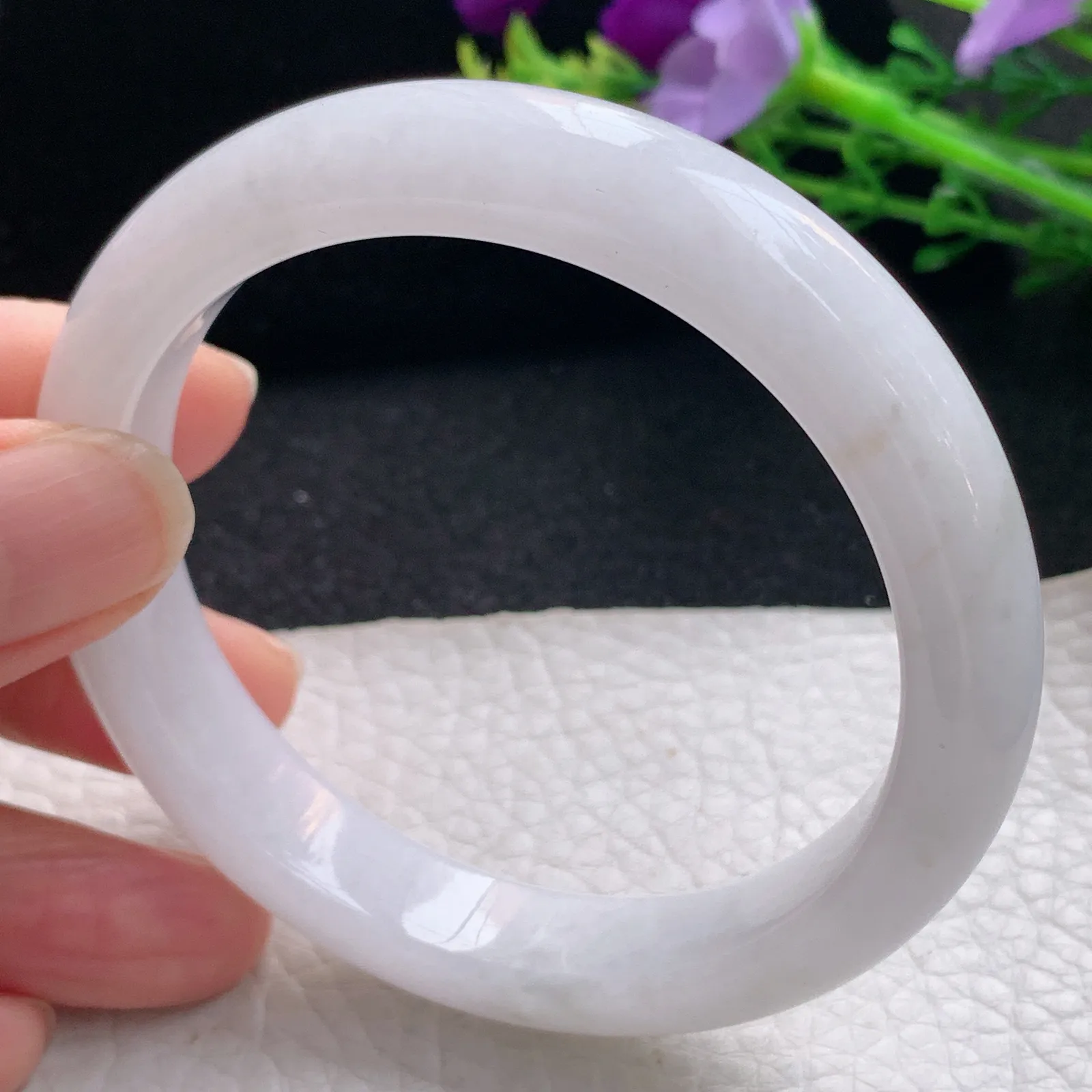 mq自然光57*11.8*8.5平安镯 天然缅甸翡翠白月光宽边珠宝玉手镯