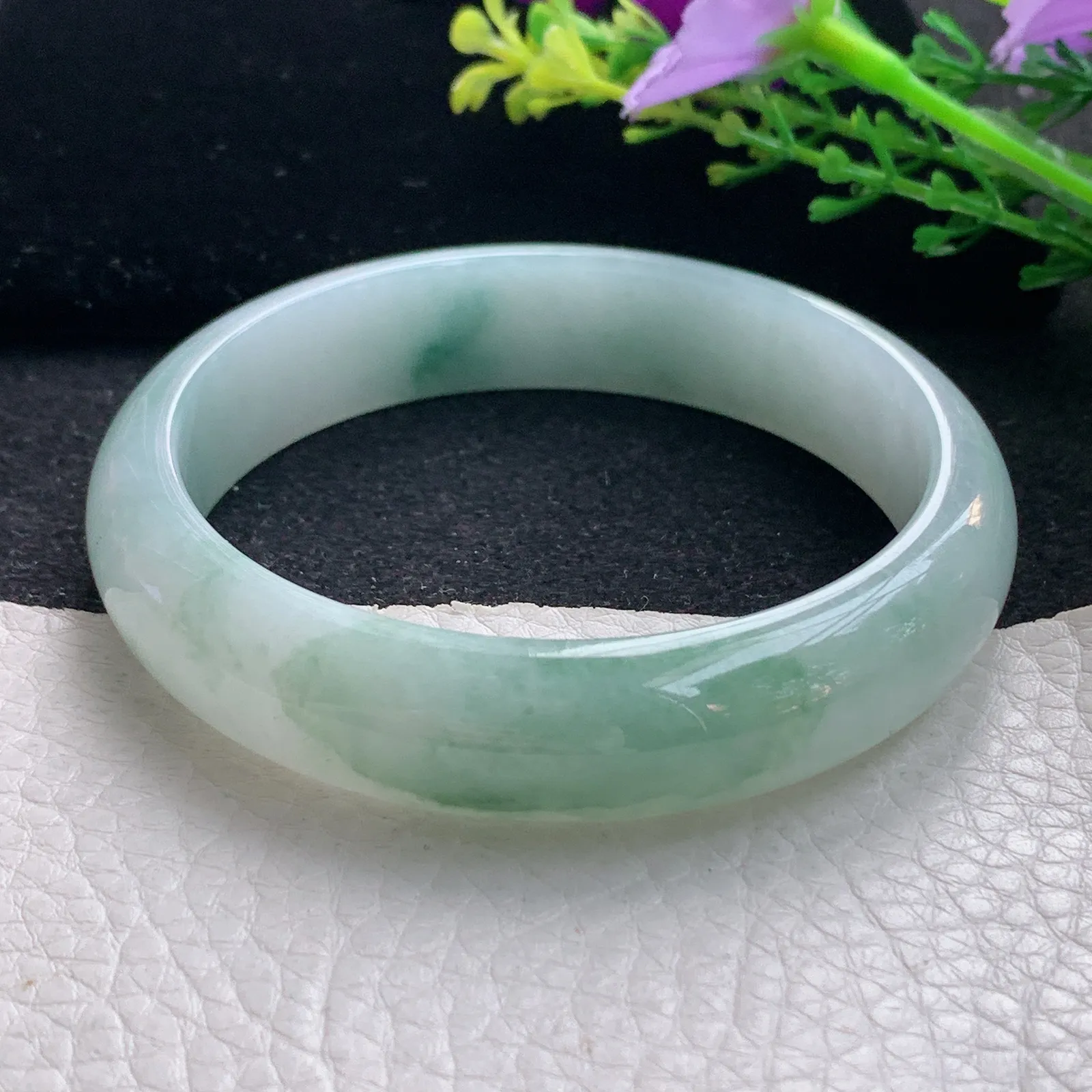 ss大圈口60*14.2*7.6平安镯 翡翠a货玉手镯飘花宽边珠宝玉手环