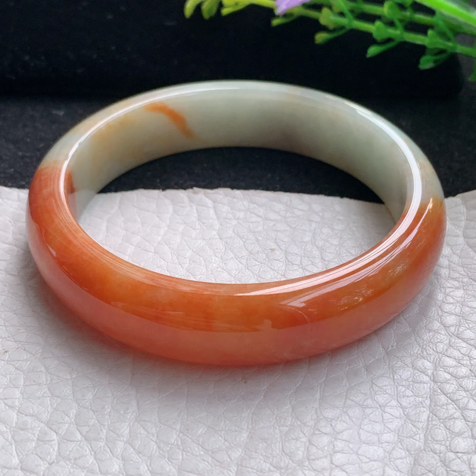 mq自然光56.5*13*7.2平安镯 天然缅甸翡翠双彩宽边珠宝玉手镯