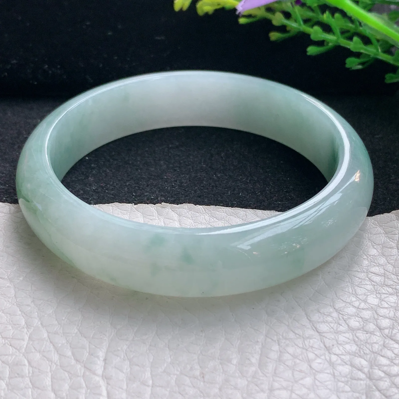 ss大圈口60*14.2*7.6平安镯 翡翠a货玉手镯飘花宽边珠宝玉手环