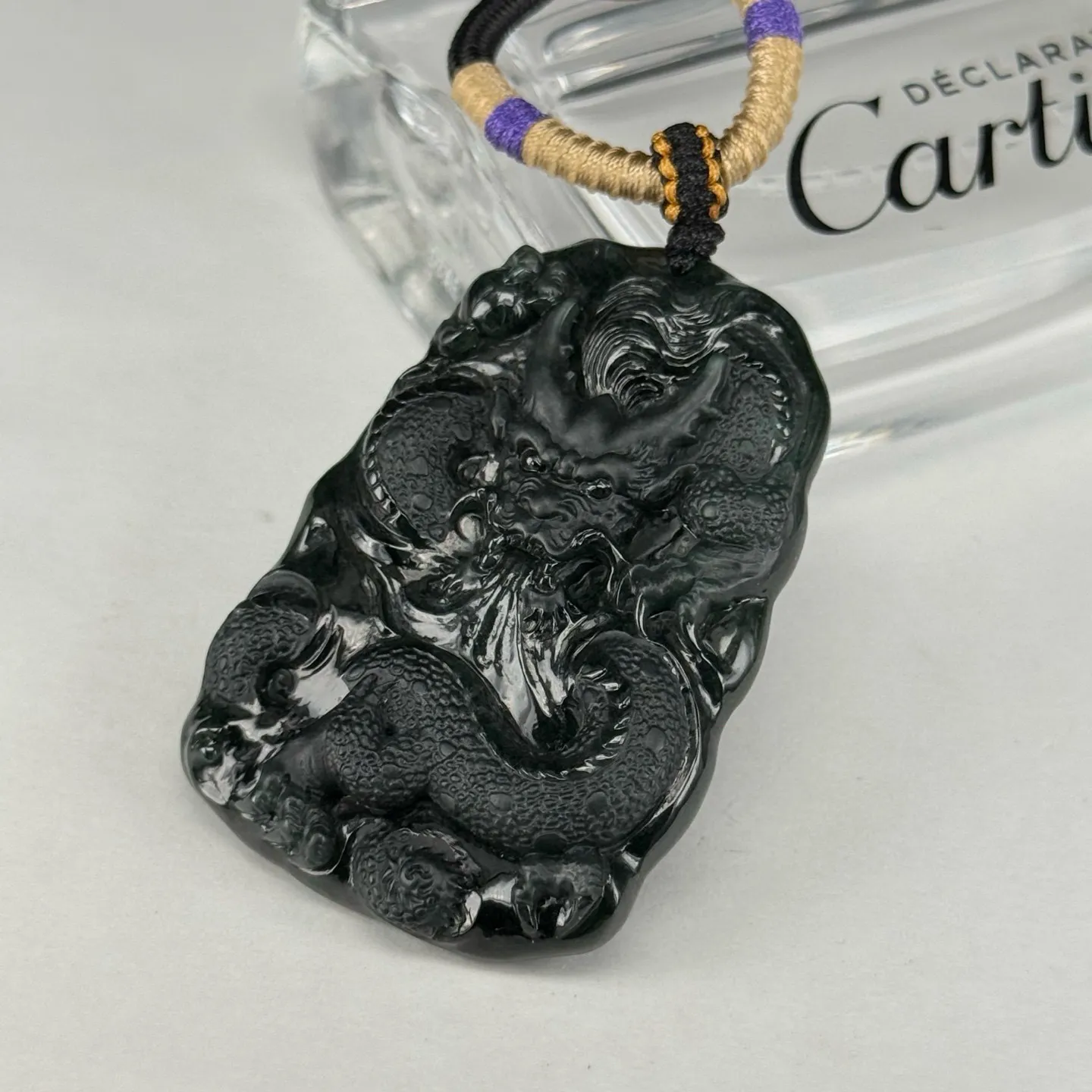 精品墨翠龙牌 种好色正 黑度可以 打灯通透 油性十足  尺寸54.3