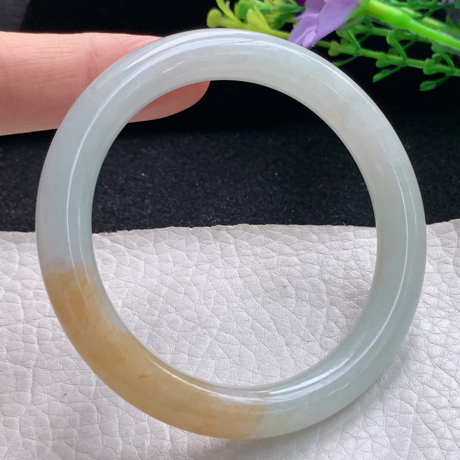 mq自然光54.5*9*8.8美人镯 天然缅甸翡翠冰双彩圆条珠宝玉手镯