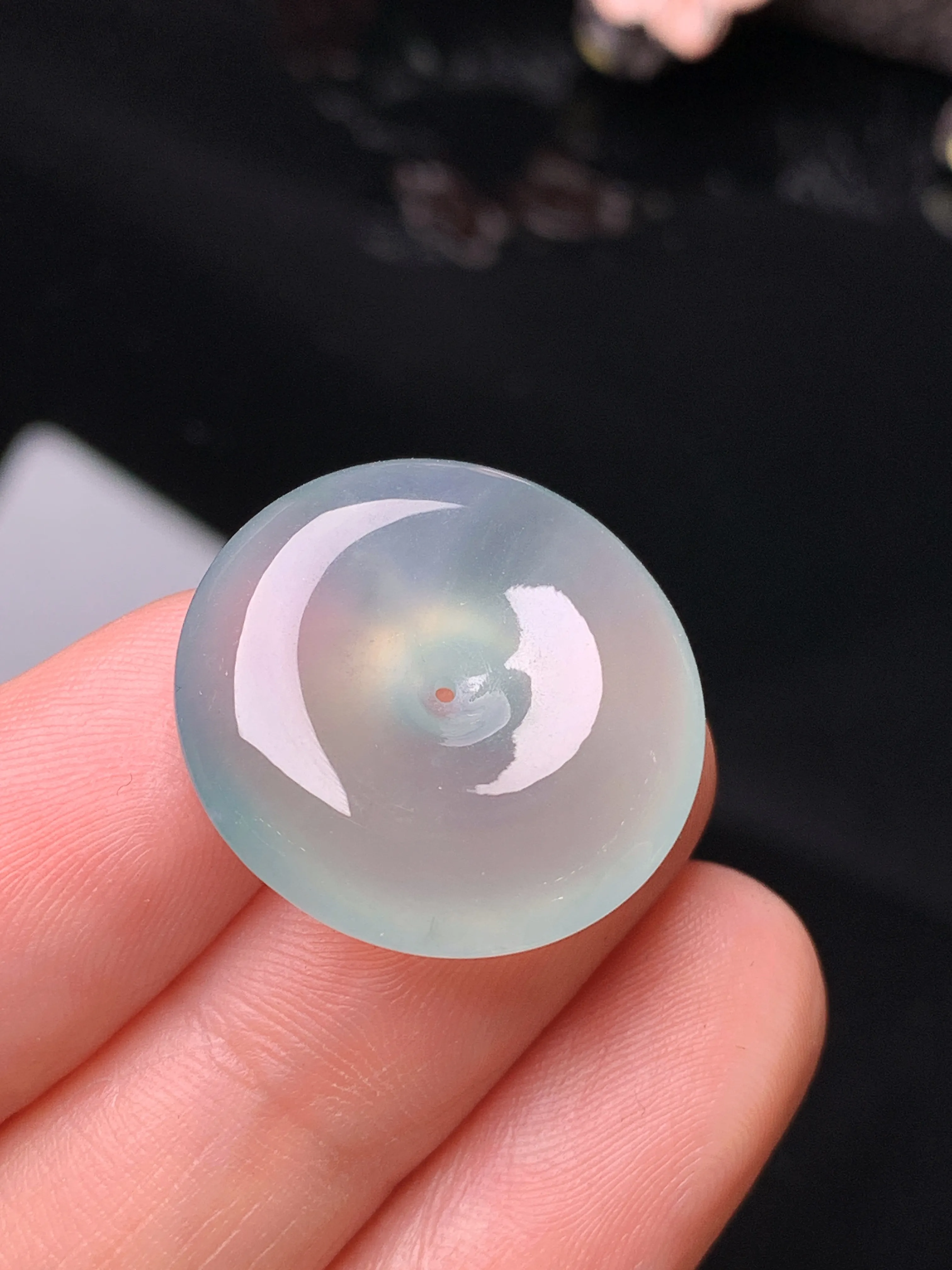 冰种平安扣吊坠 玉质细腻 色泽清新艳丽 整体尺寸21.5*6.5