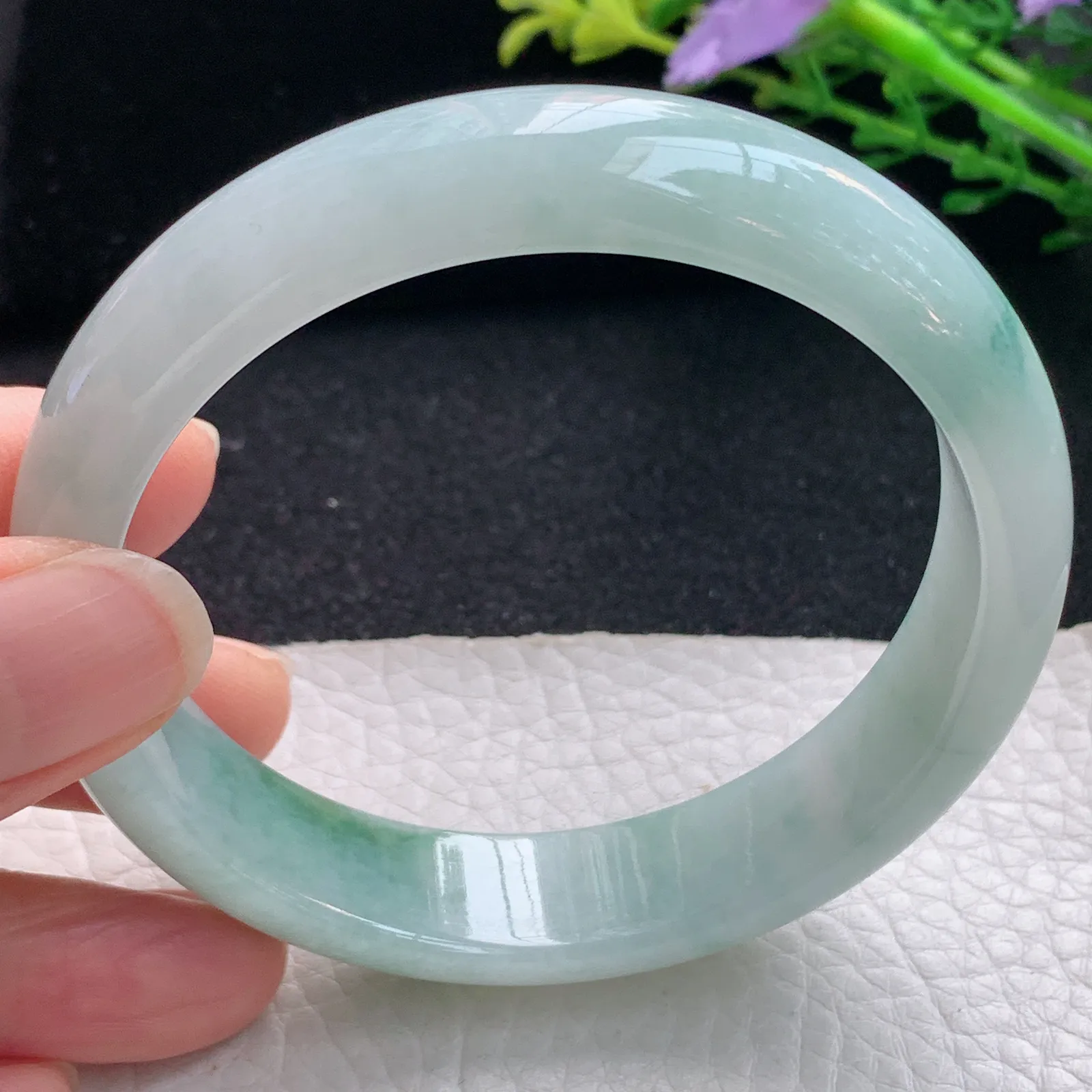 ss大圈口60*14.2*7.6平安镯 翡翠a货玉手镯飘花宽边珠宝玉手环