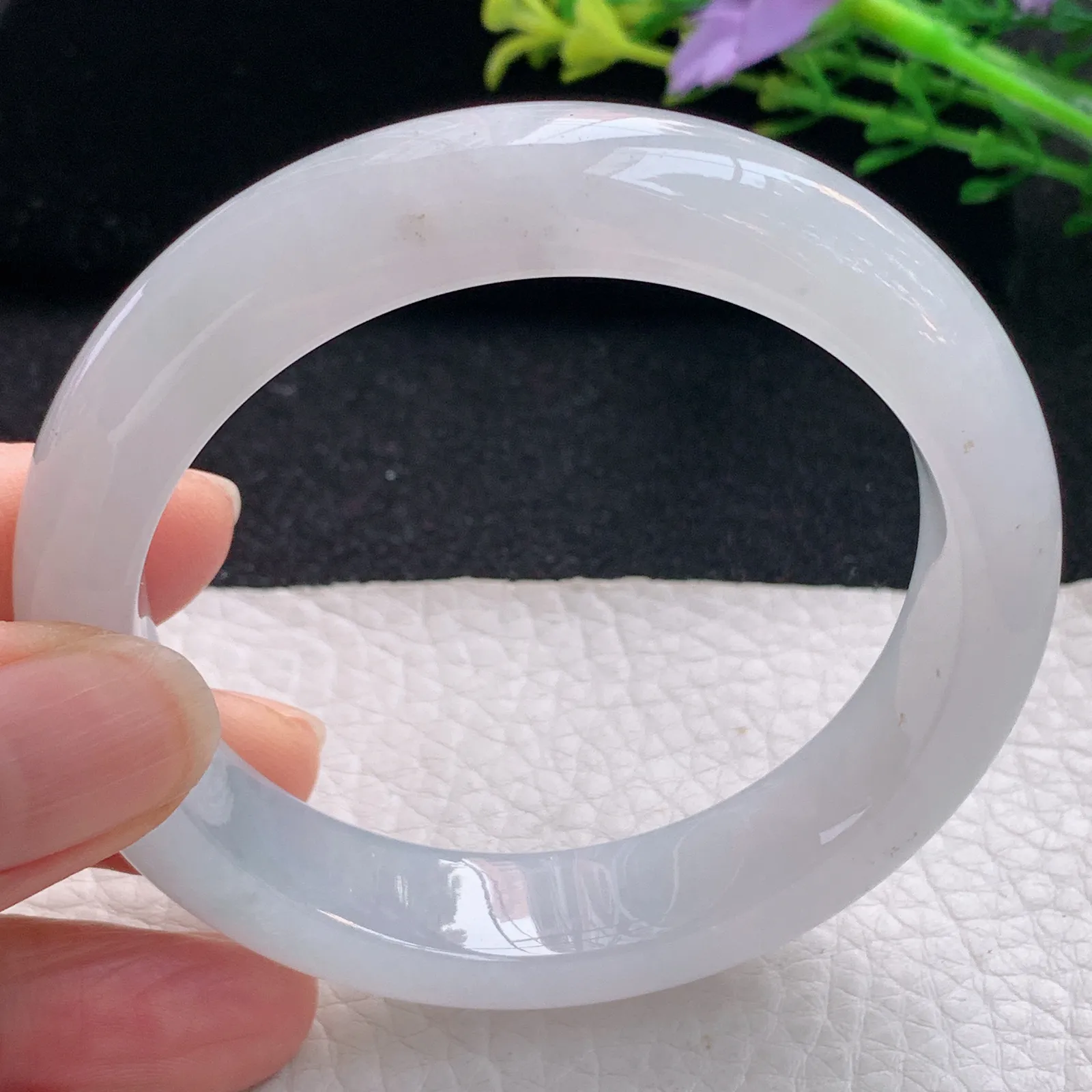 r自然光55*12.6*8.5镯 翡翠a货玉手镯冰起光宽边珠宝玉手环