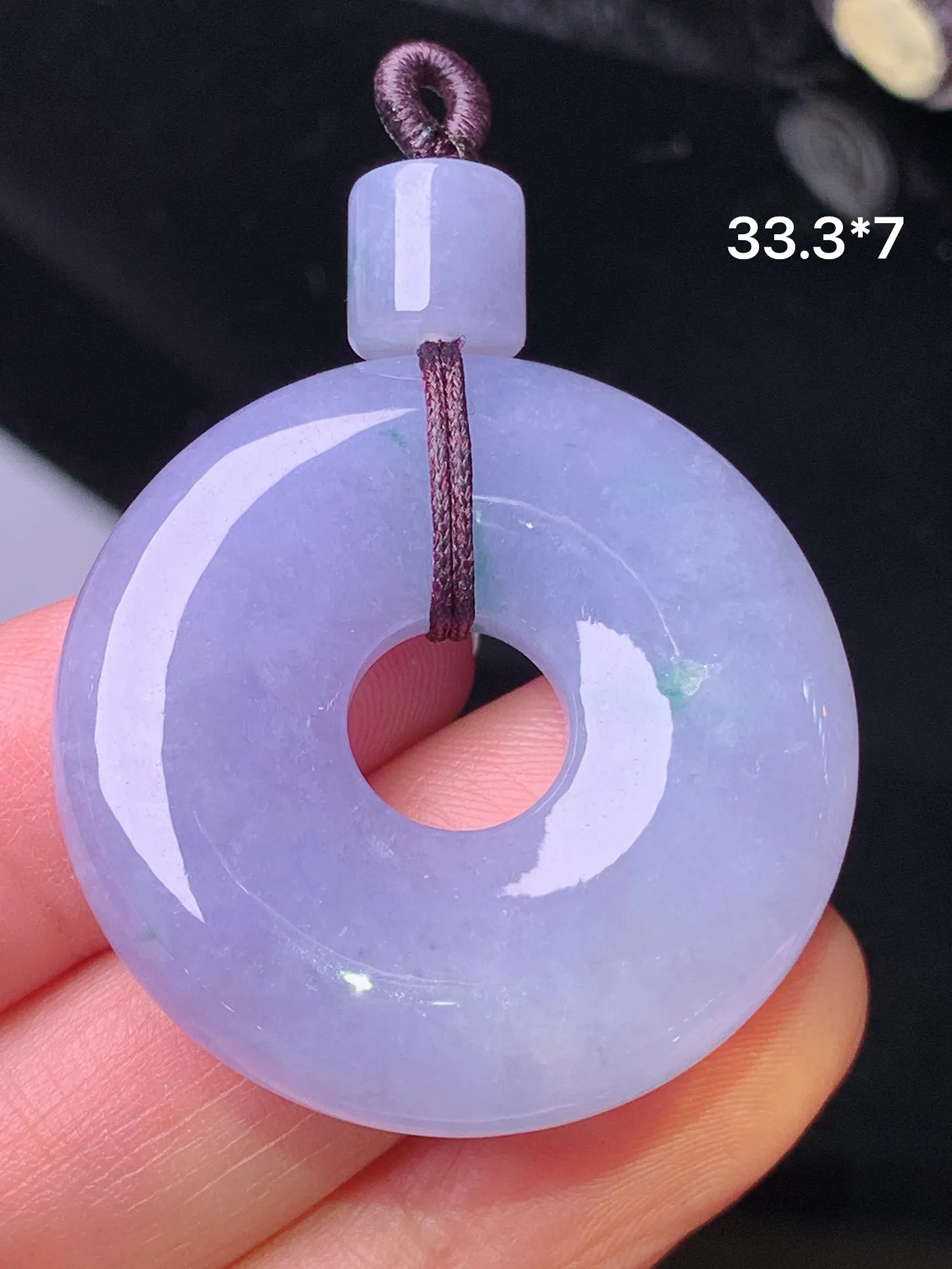 紫罗兰平安环吊坠 玉质细腻 色泽清新艳丽 整体尺寸33.3*7