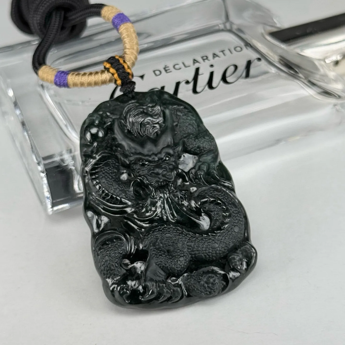 精品墨翠龙牌 种好色正 黑度可以 打灯通透 油性十足  尺寸54.3