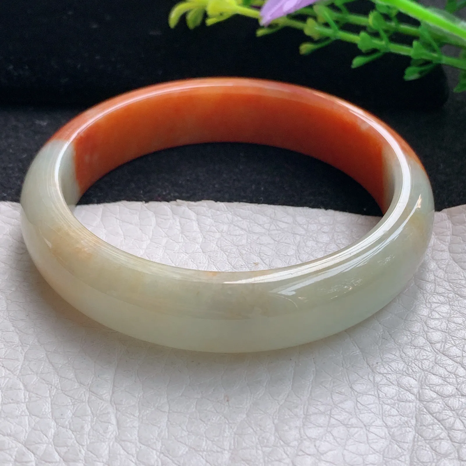 mq自然光56.5*13*7.2平安镯 天然缅甸翡翠双彩宽边珠宝玉手镯