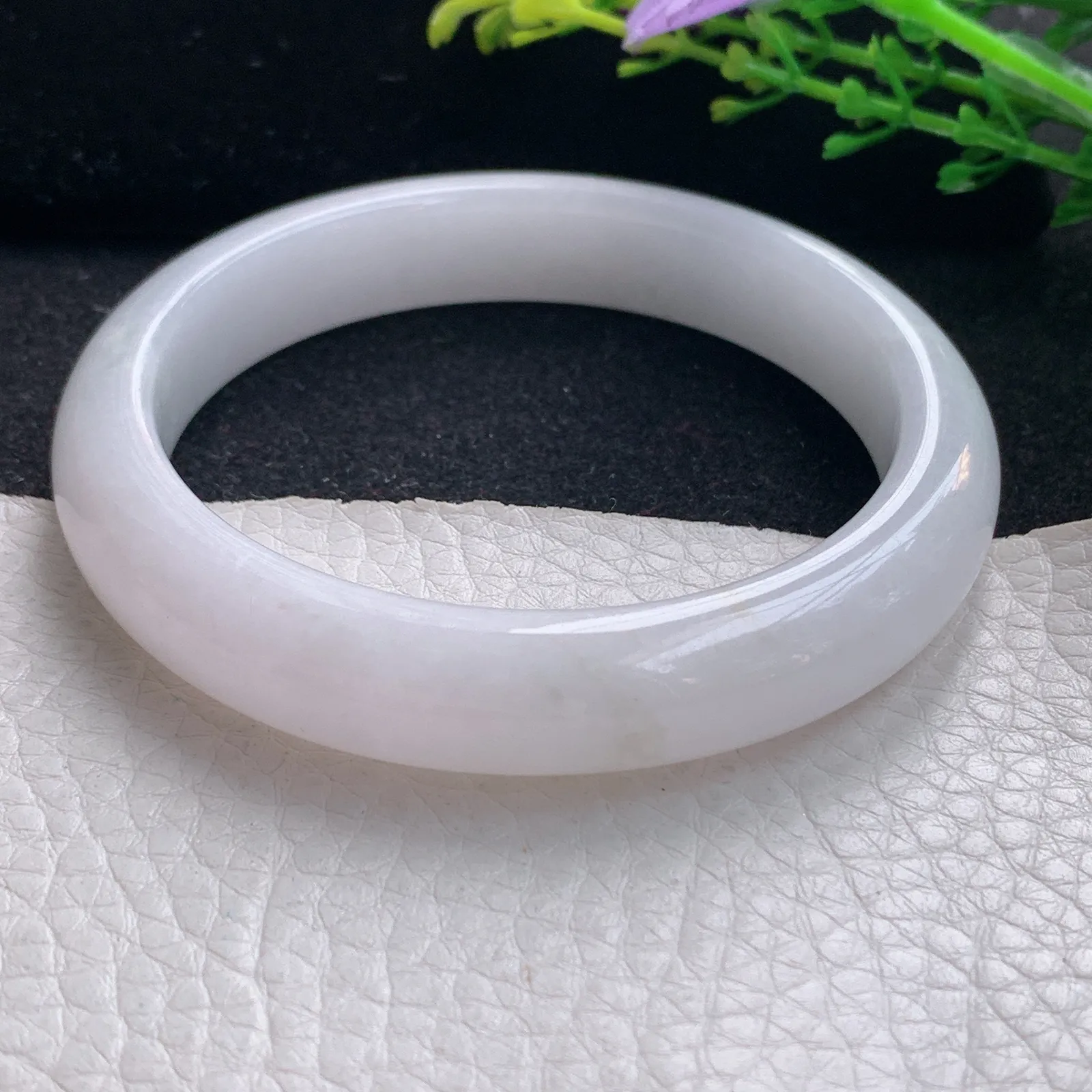 mq自然光57*11.8*8.5平安镯 天然缅甸翡翠白月光宽边珠宝玉手镯