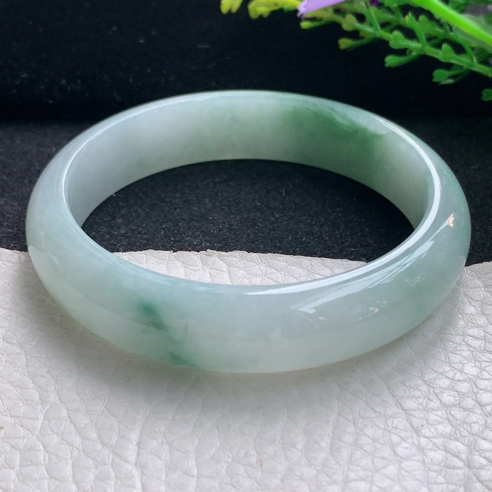 ss大圈口60*14.2*7.6平安镯 翡翠a货玉手镯飘花宽边珠宝玉手环