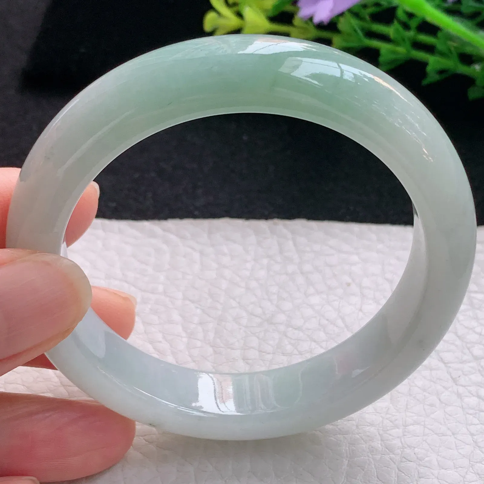 xx自然光54.5*12.8*8.3平安镯 翡翠a货玉手镯清新宽边珠宝玉手环