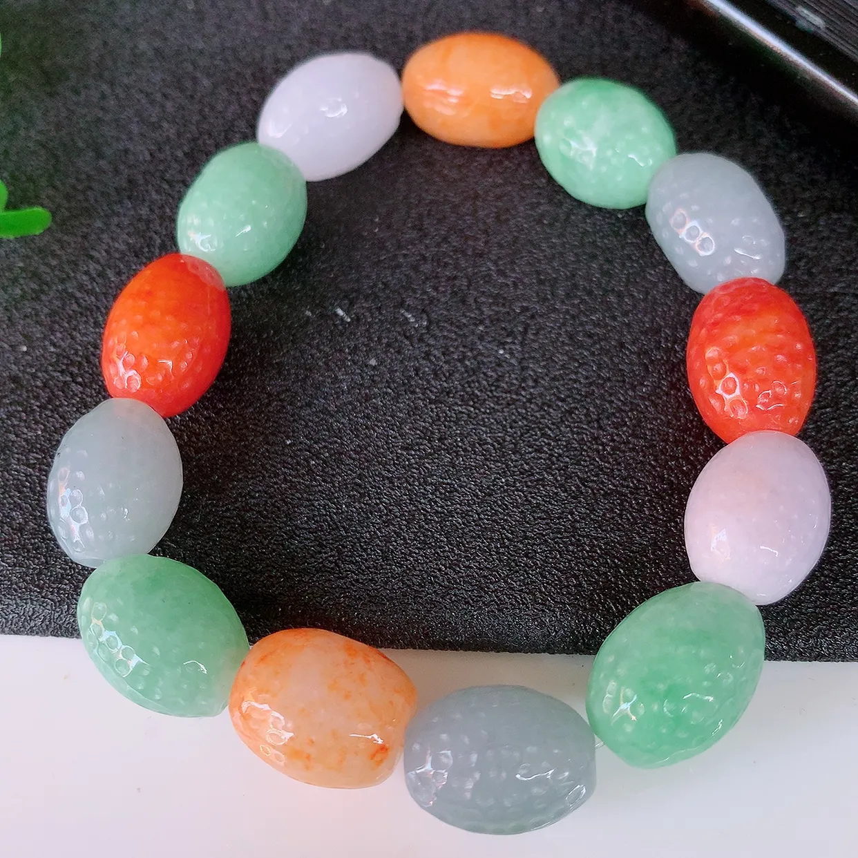 自然光实拍，冰润多宝翡翠手链，多彩翡翠手串，颜色丰富，料子细腻，高档大气，自戴送礼佳品！#46.5取