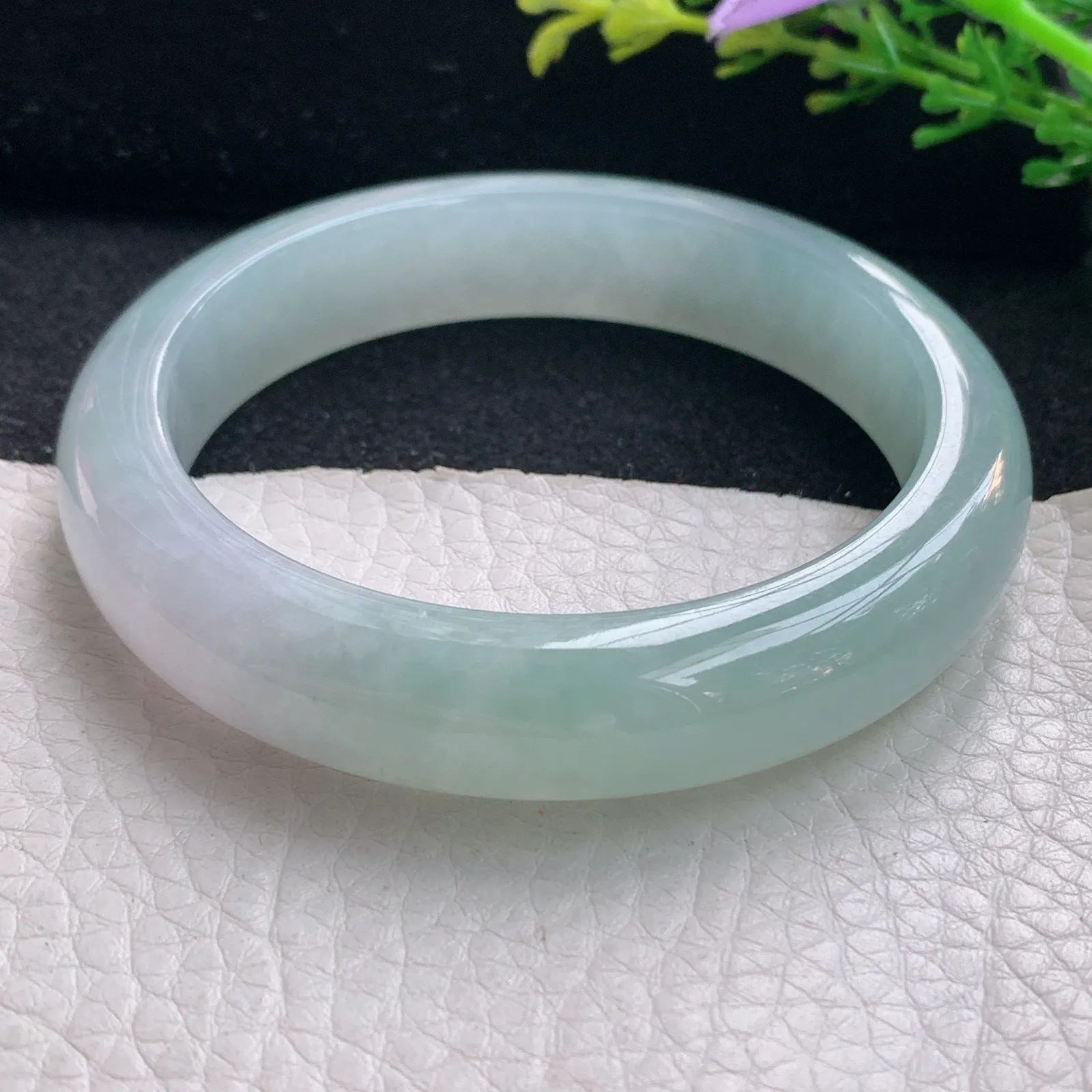 r自然光56.5*12.5*8.5平安镯 翡翠a货玉手镯清爽宽边珠宝玉手环