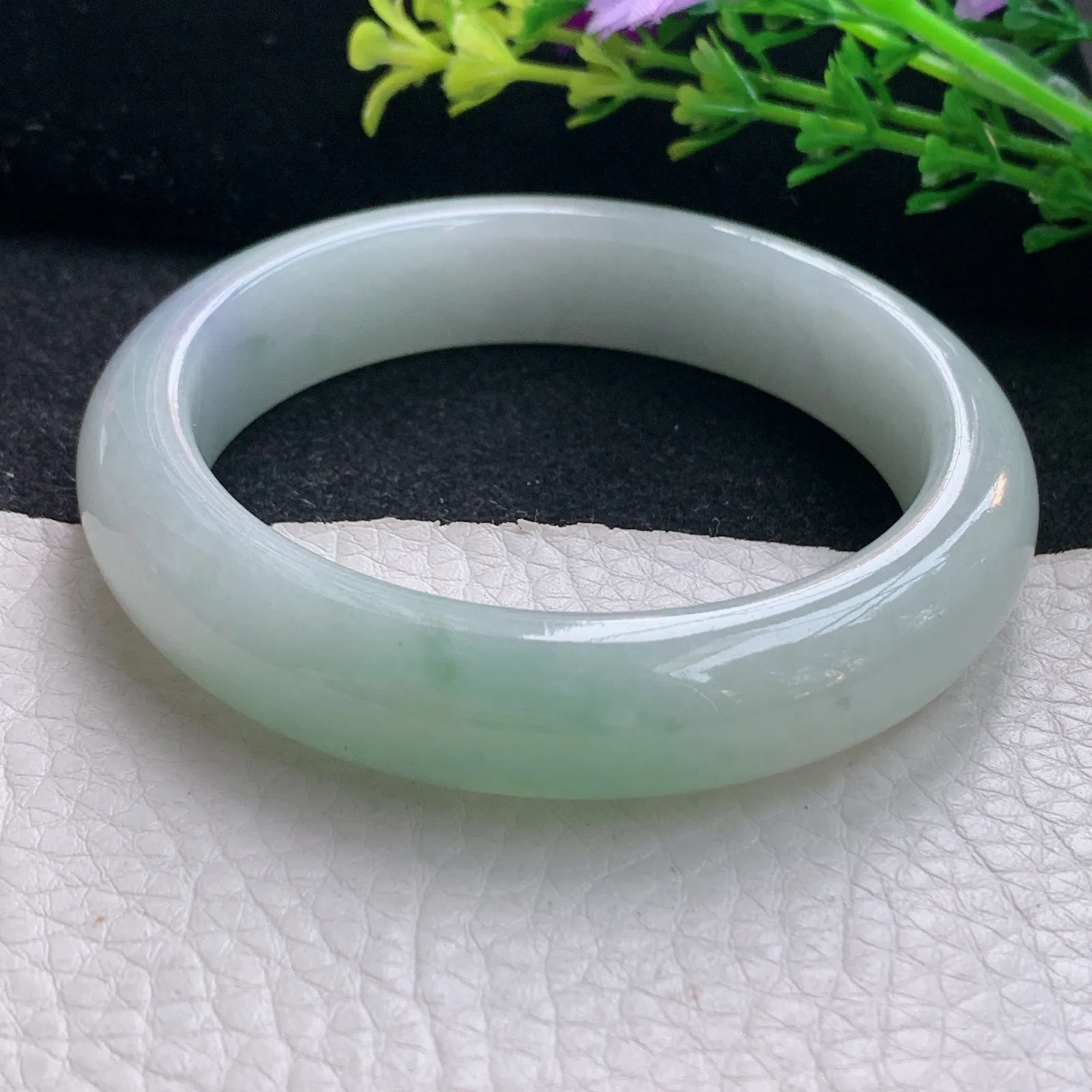 xx自然光54.5*12.8*8.3平安镯 翡翠a货玉手镯清新宽边珠宝玉手环