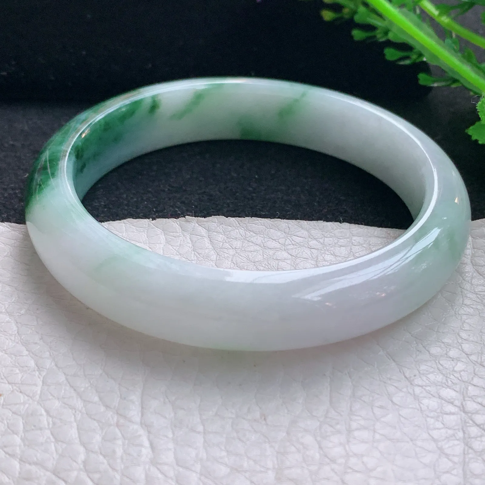 xc自然光59*12.6*8.2平安镯 翡翠a货玉手镯飘花宽边珠宝玉手环