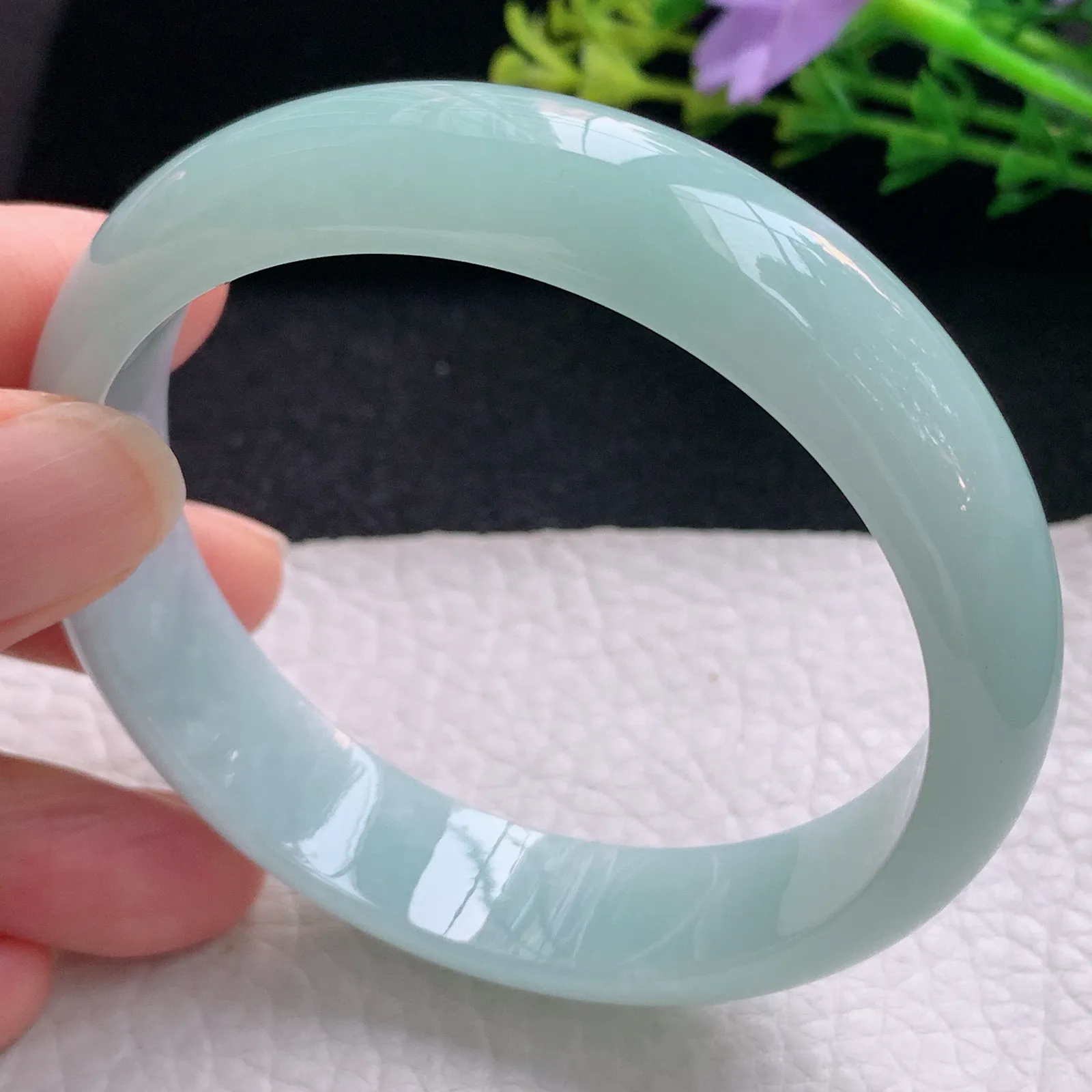 nr自然光59*13.9*7平安镯 翡翠a货玉手镯春带彩宽边珠宝玉手环