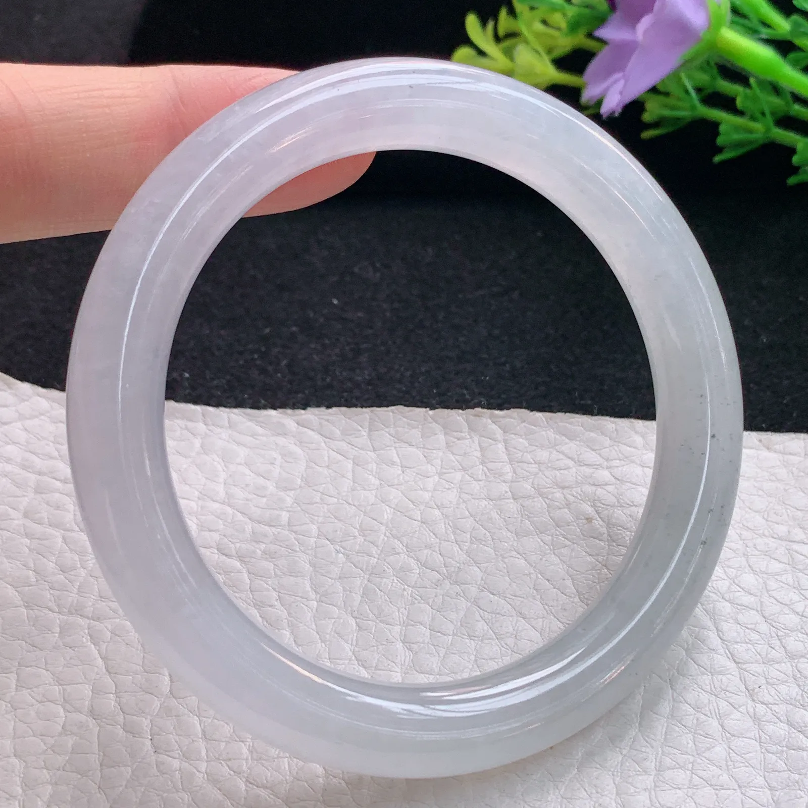 nr自然光56*9.3美人镯 翡翠a货玉手镯冰润圆条珠宝玉手环