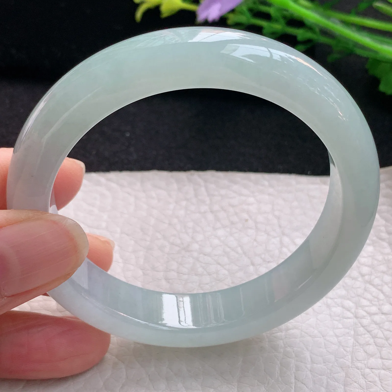 r自然光56.5*12.5*8.5平安镯 翡翠a货玉手镯清爽宽边珠宝玉手环